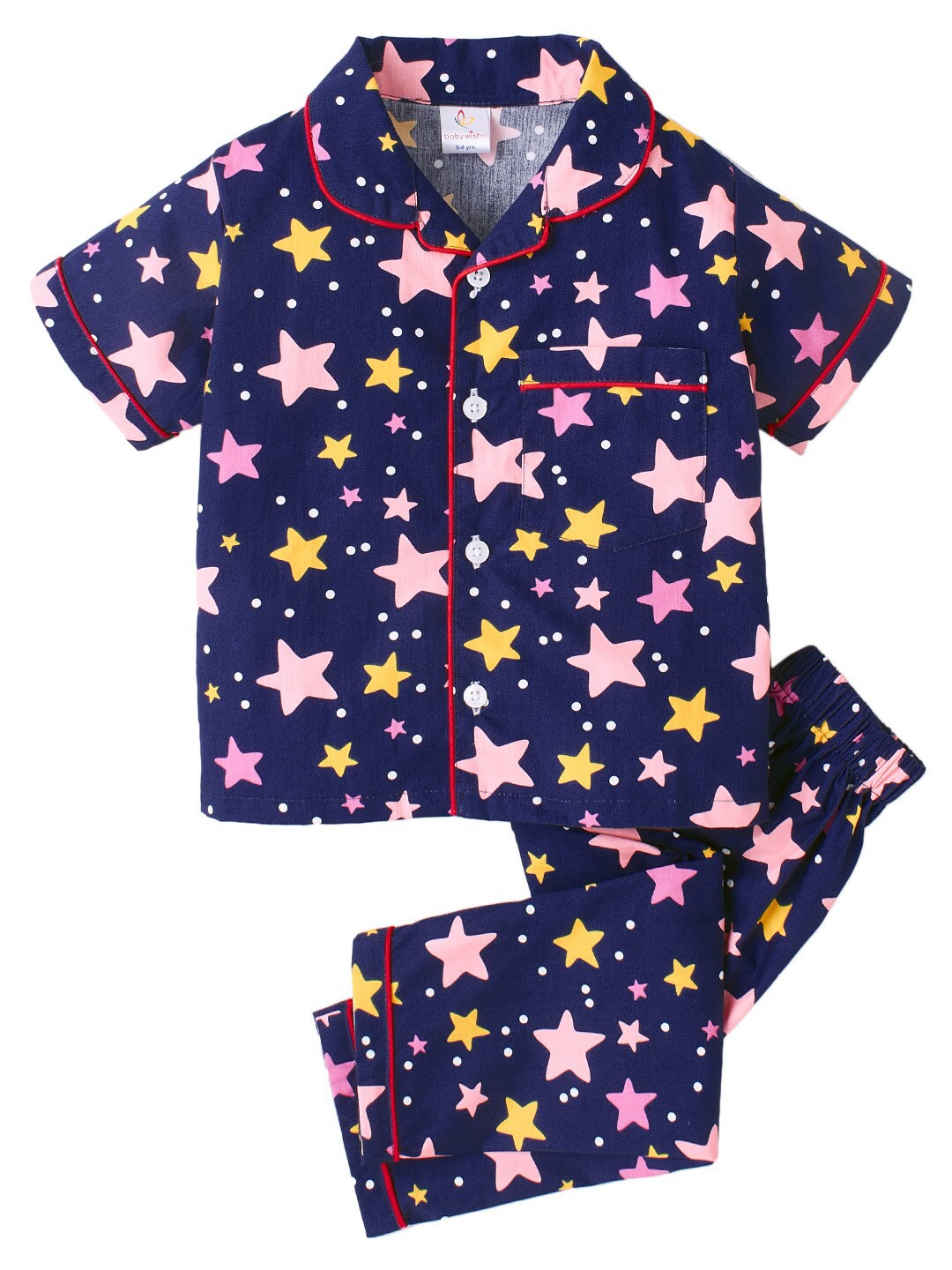 

Babywish Kids Conversational Printed Pure Cotton Night Suit BUSSCTFS-22137, Blue