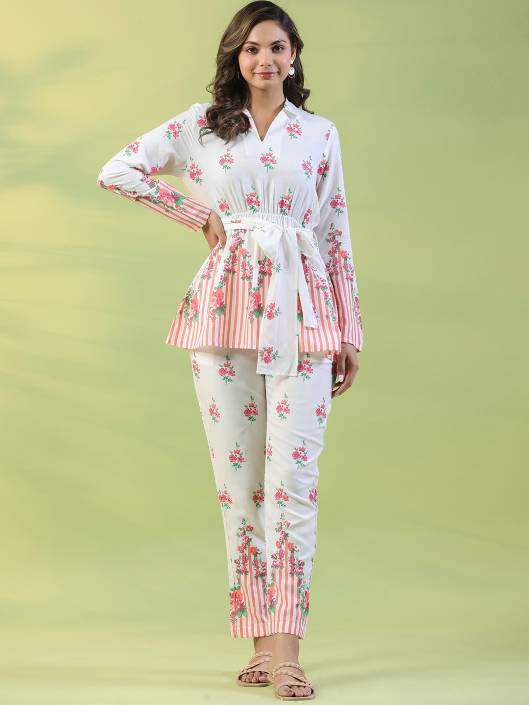 

mirari Floral Printed Top & Trousers, Pink