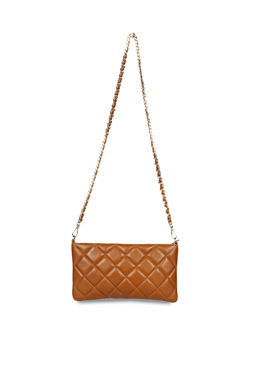 

Favore Brown Leather Structured Sling Bag With Quilted