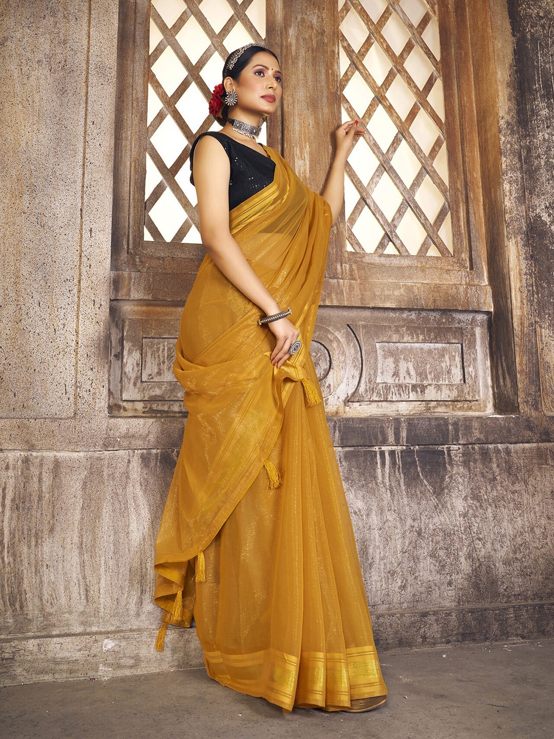 

elora Pure Silk Bhagalpuri Saree, Orange