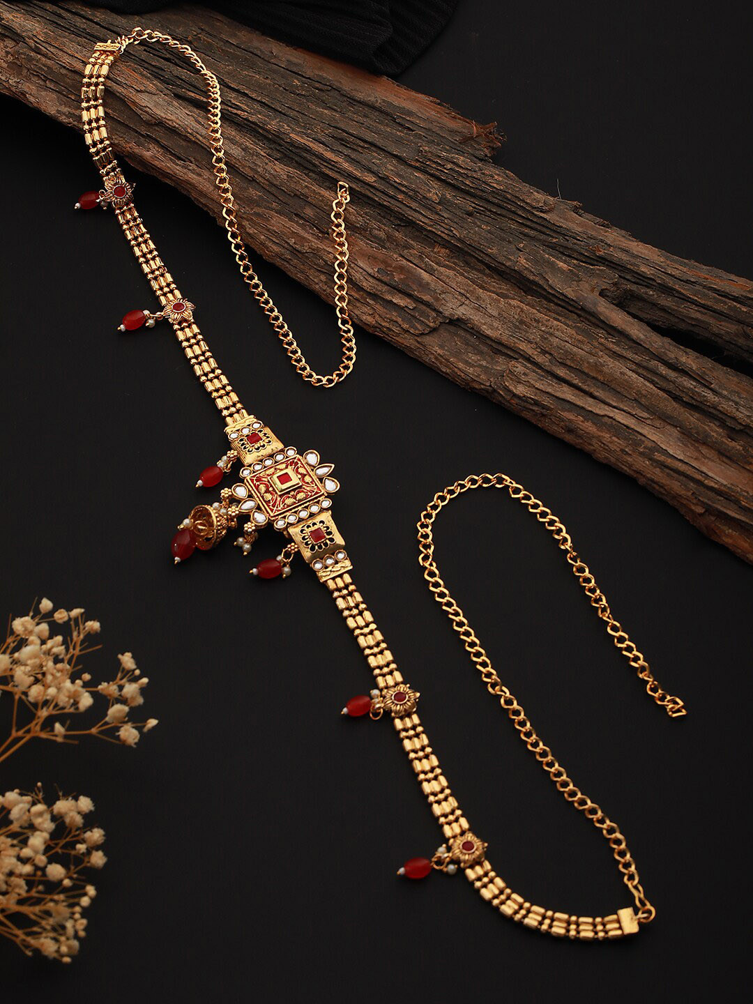 

Saraf RS Jewellery Gold-Plated CZ Studded Waistchain