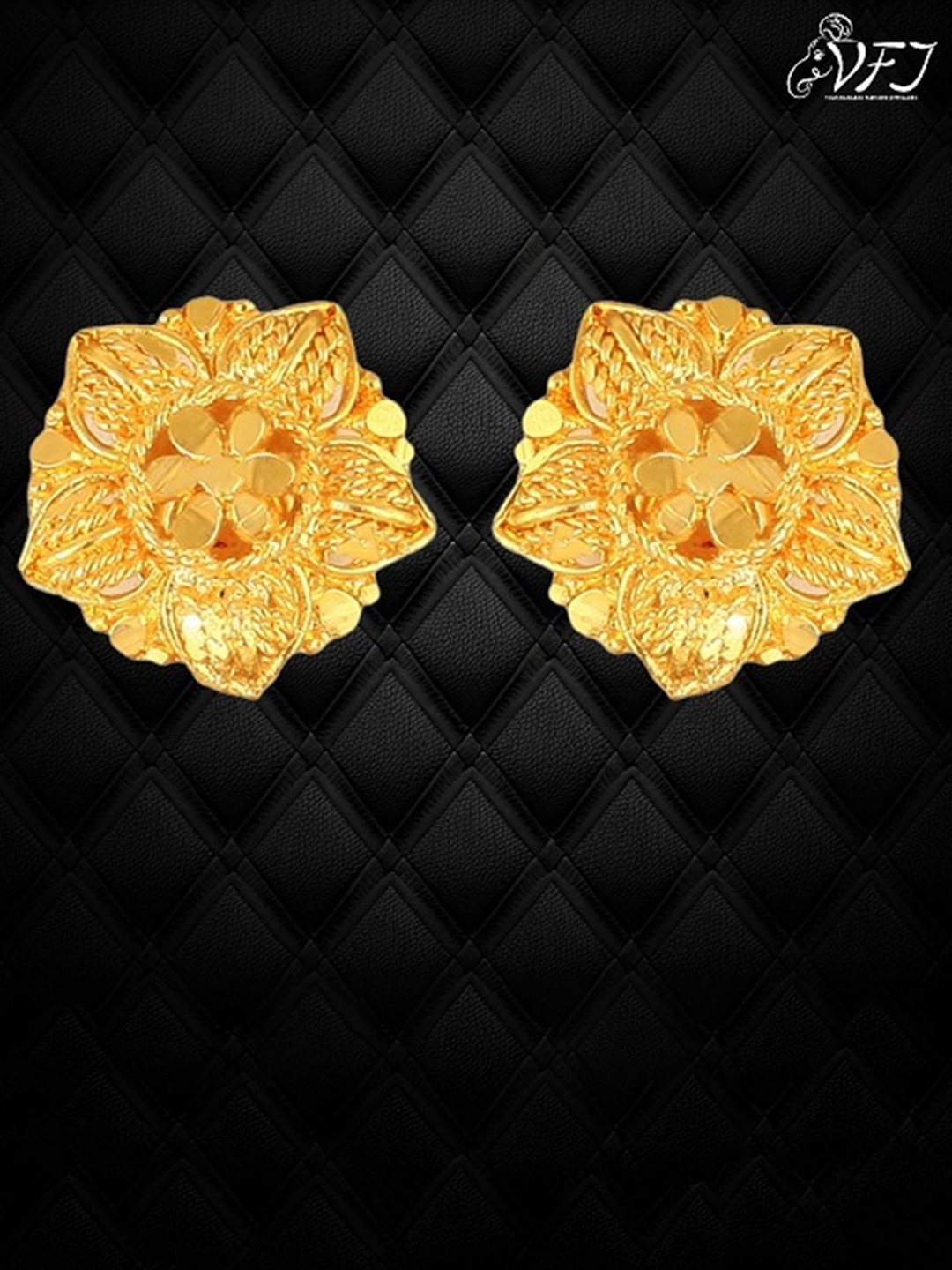

Vighnaharta Gold-Plated Floral Studs Earrings