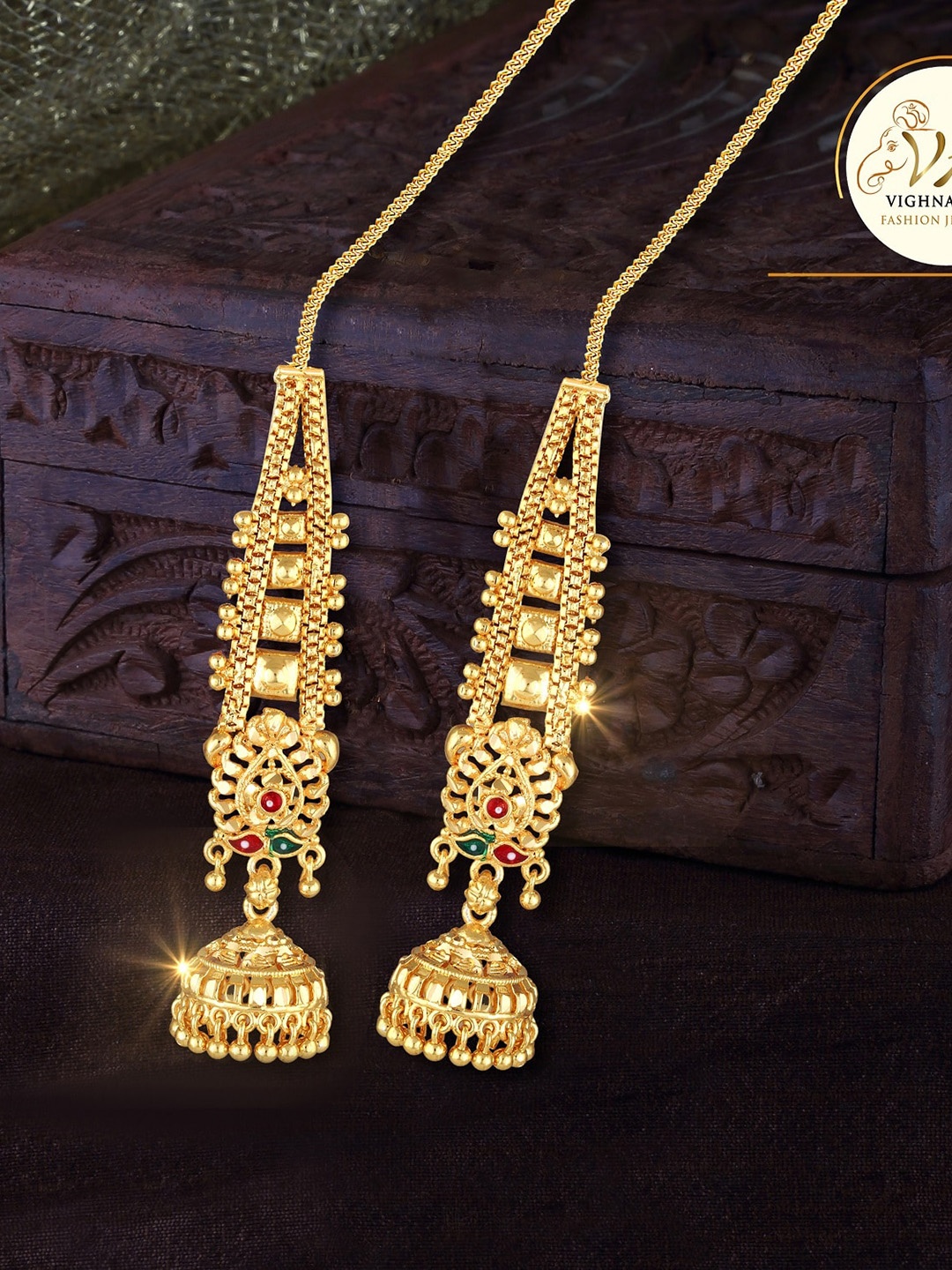 

Vighnaharta Gold-Plated Floral Drop Earrings