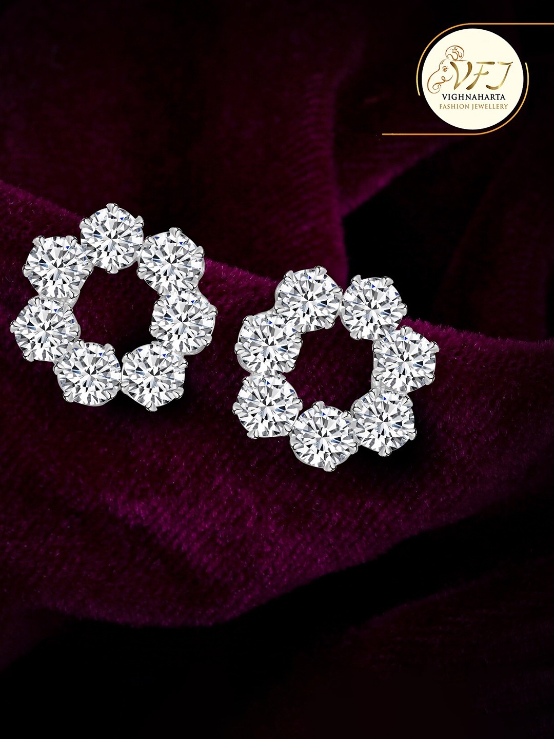 

Vighnaharta Rhodium-Plated Floral Studs Earrings, Silver