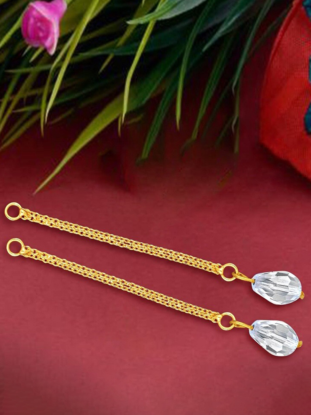 

Vighnaharta Gold-Plated Contemporary Drop Earrings
