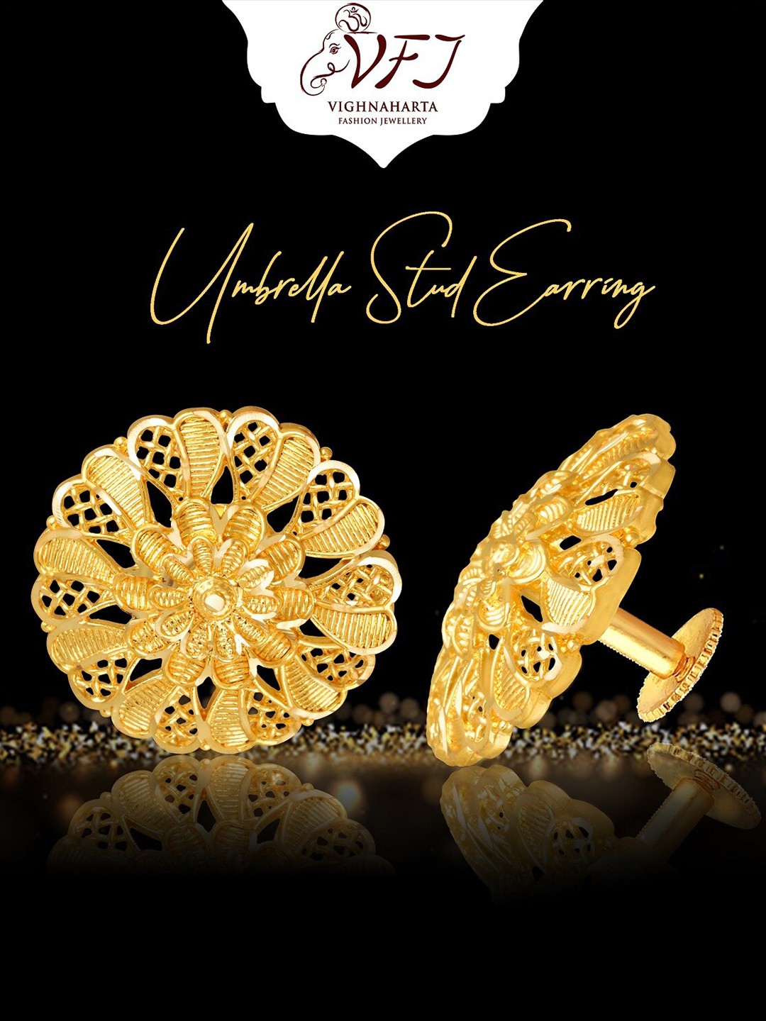 

Vighnaharta Gold-Plated Floral Studs Earrings