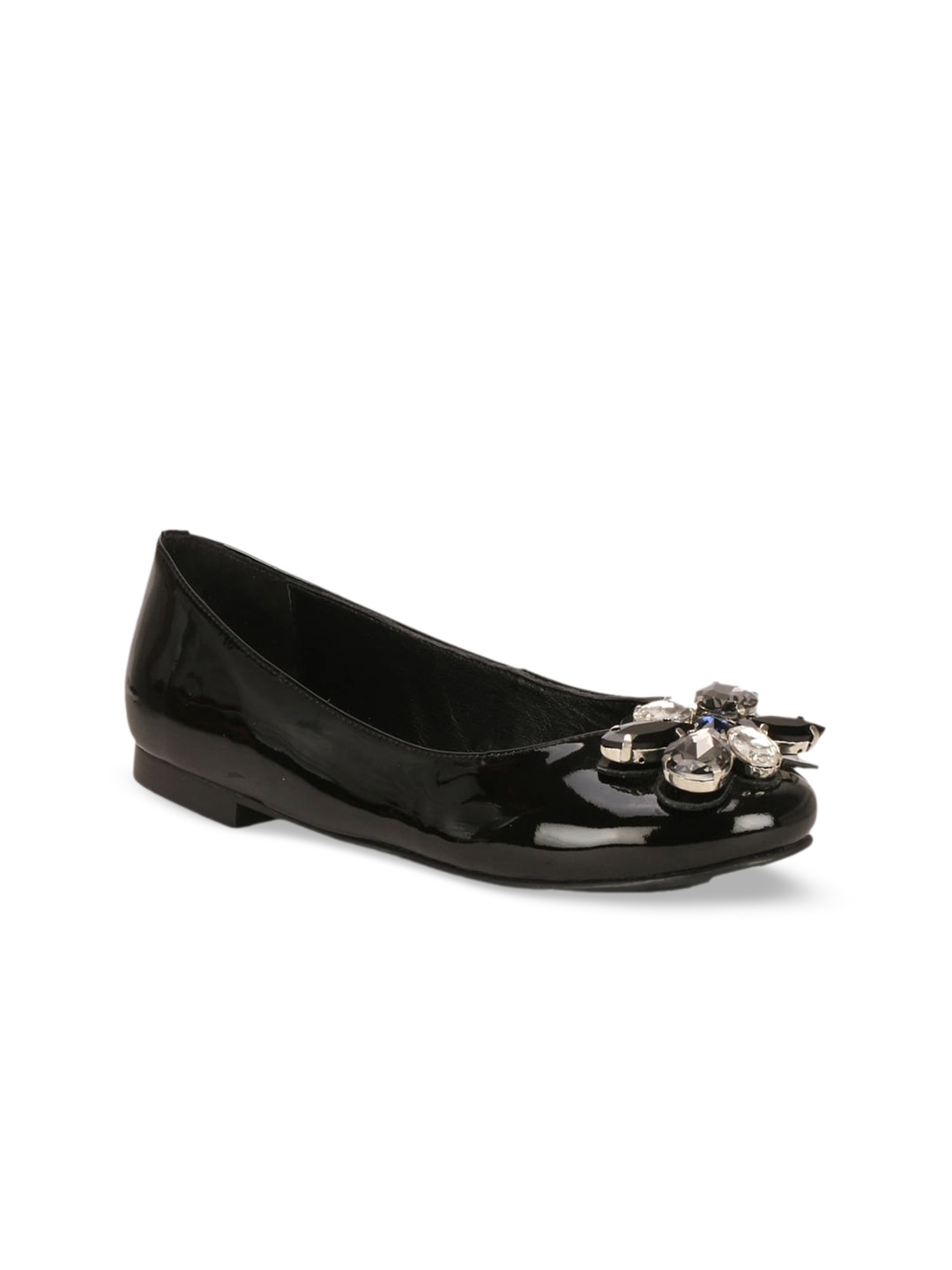 

Saint G Embellished Leather Ballerinas, Black