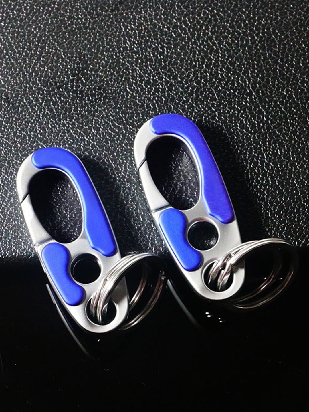 

CONTACTS Set Of 2 Stainless Steel Hook Keychain, Silver