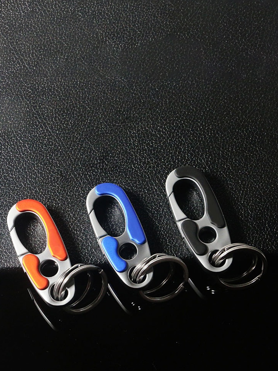 

CONTACTS Set Of 3 Heavy Duty Stainless Steel Hook Keychains, Orange