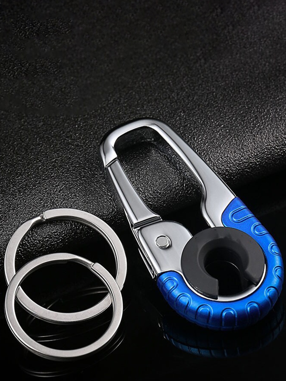 

CONTACTS Heavy Duty Stainless Steel Hook Keychain, Blue