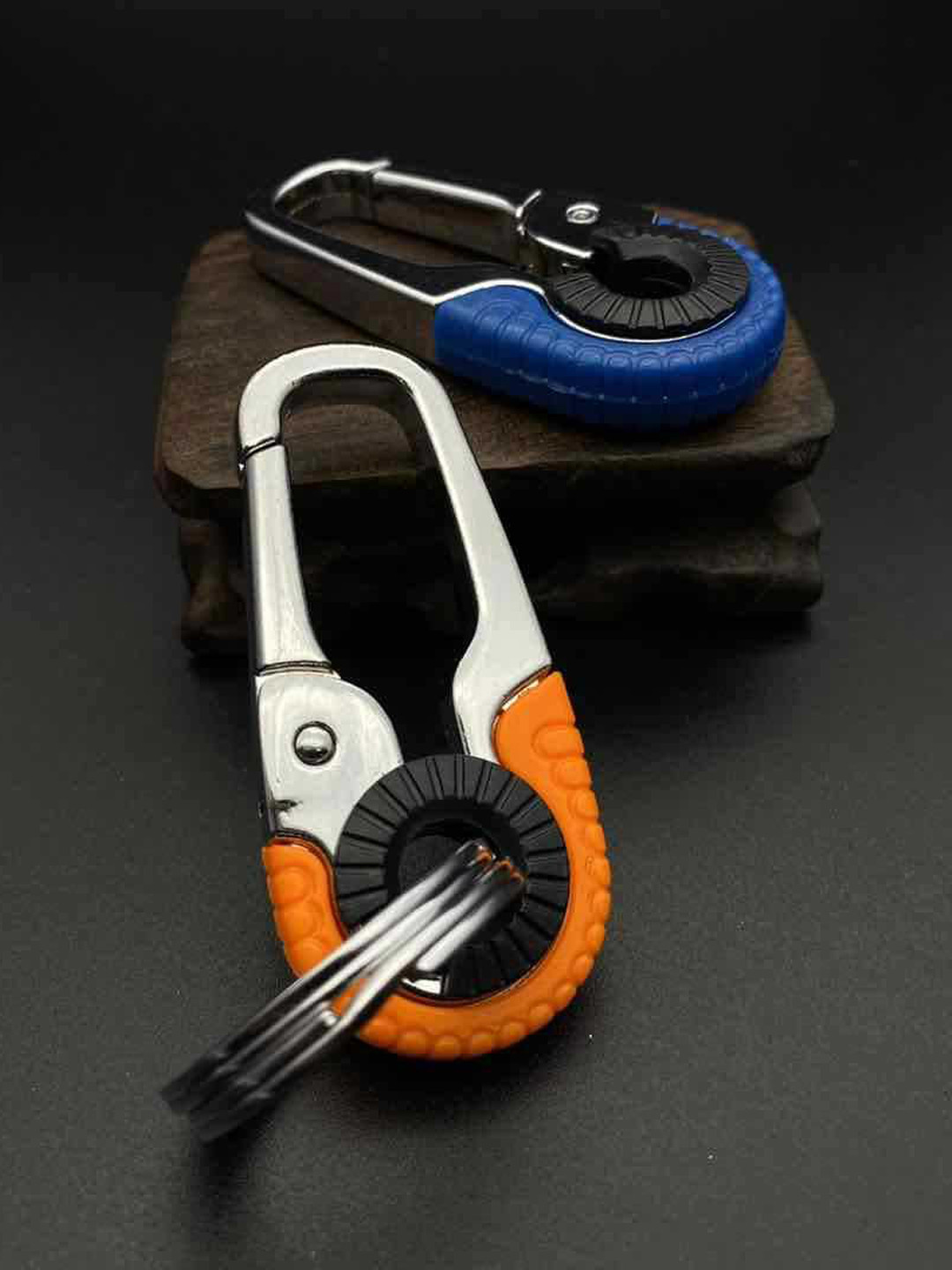

CONTACTS Set Of 2 Heavy Duty Stainless Steel Hook Keychains, Blue