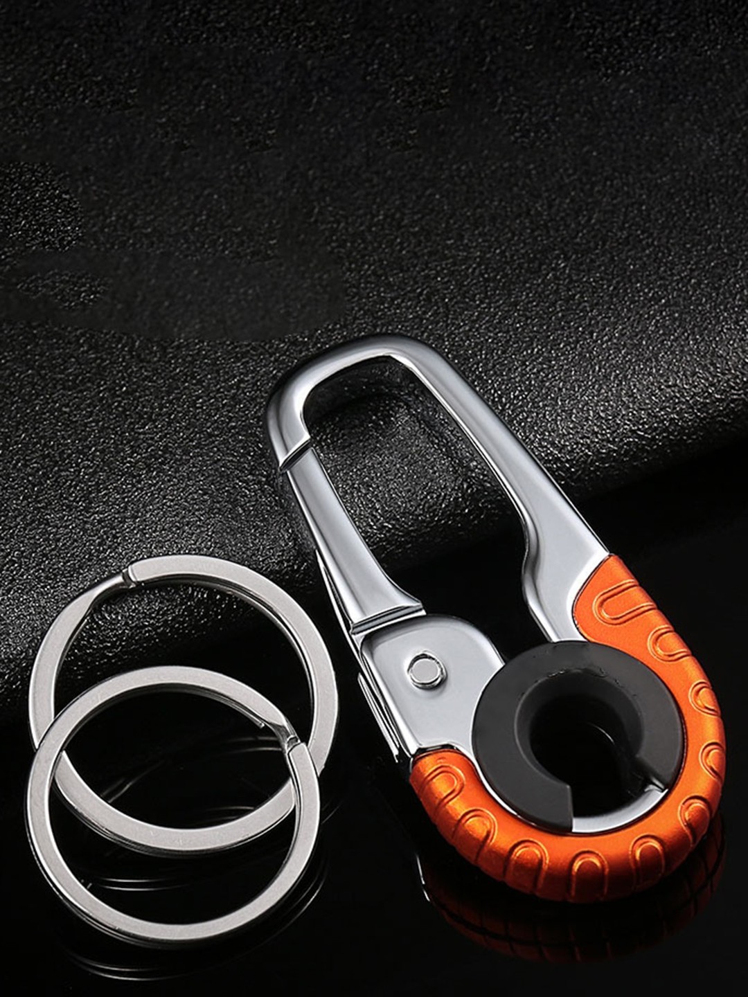 

CONTACTS Set of 2 Stainless Steel Elephant Key Chain, Orange