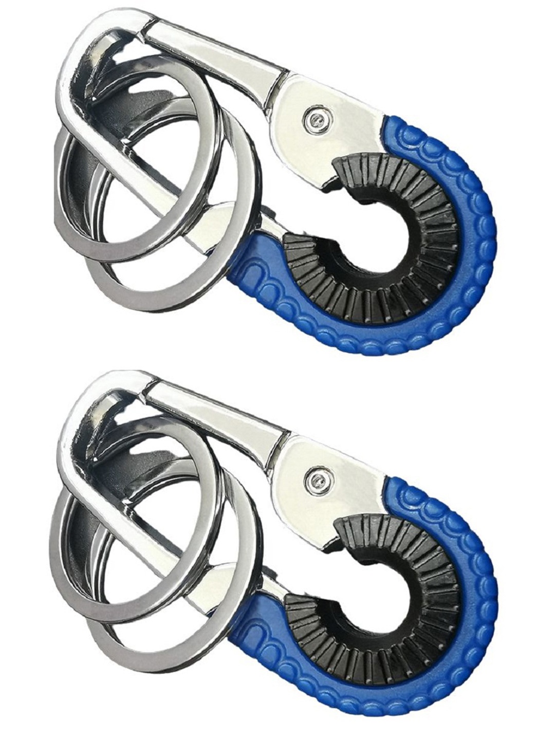 

CONTACTS Heavy Duty Stainless Steel Hook Keychain, Blue