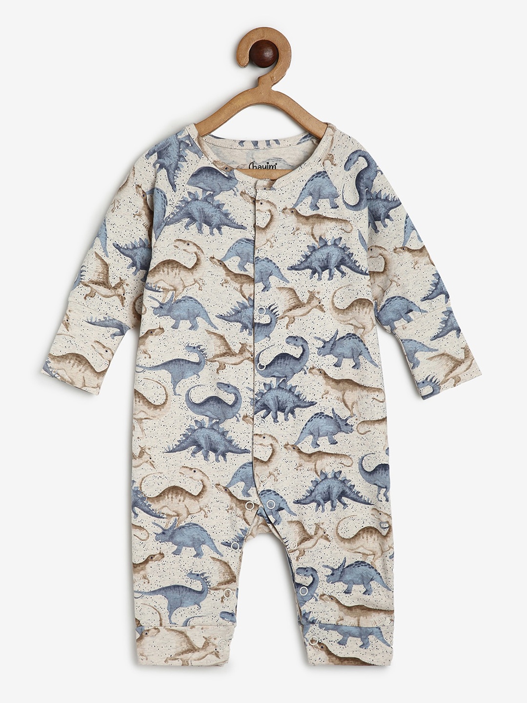 

CHAYIM Infant Printed Open Front Rompers, Beige