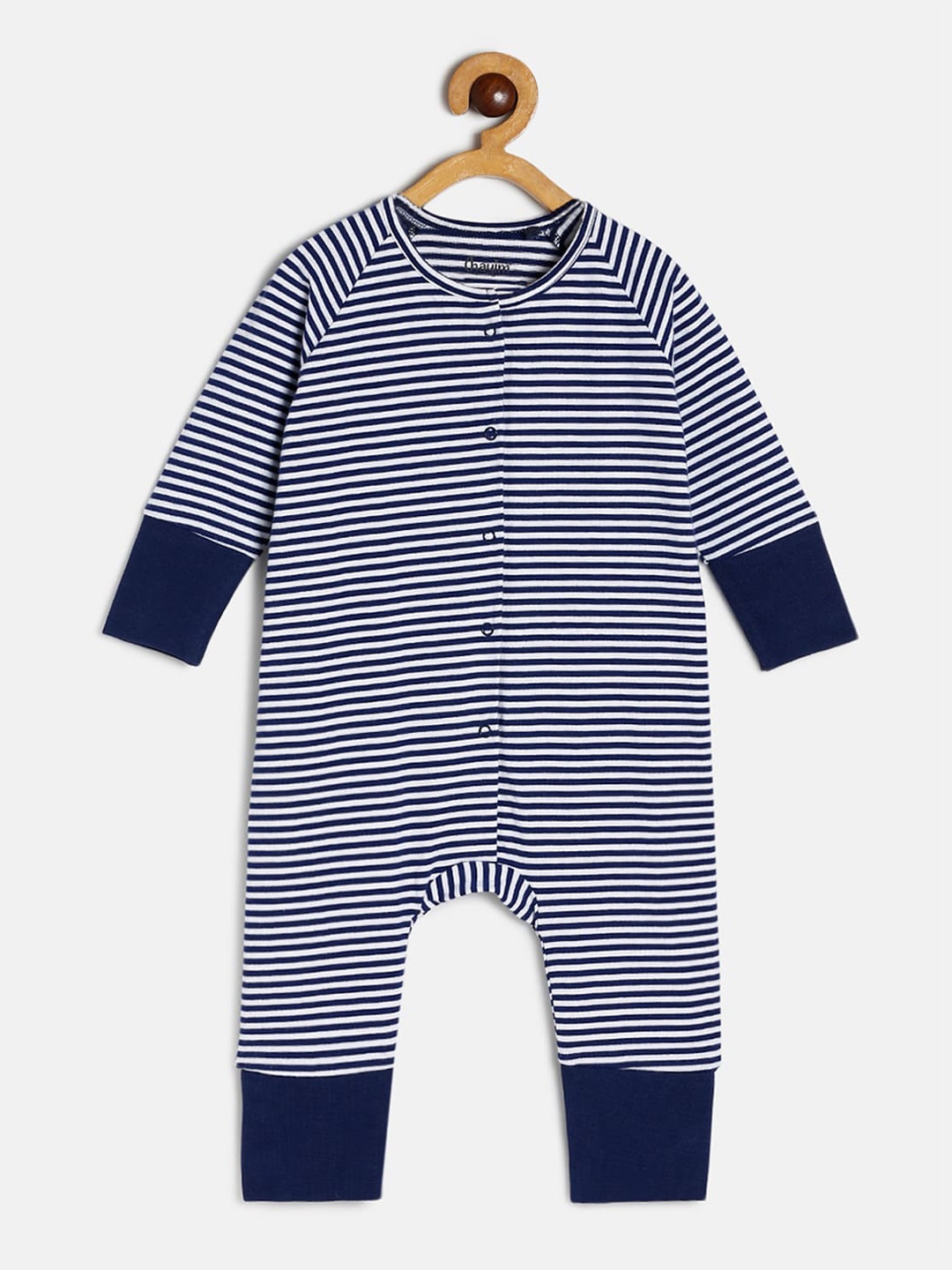 

CHAYIM Infant Kids Striped Full Length Pure Cotton Romper, Navy blue