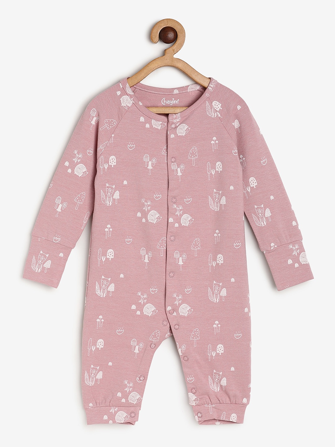 

CHAYIM Kids Printed Open Front Rompers, Pink