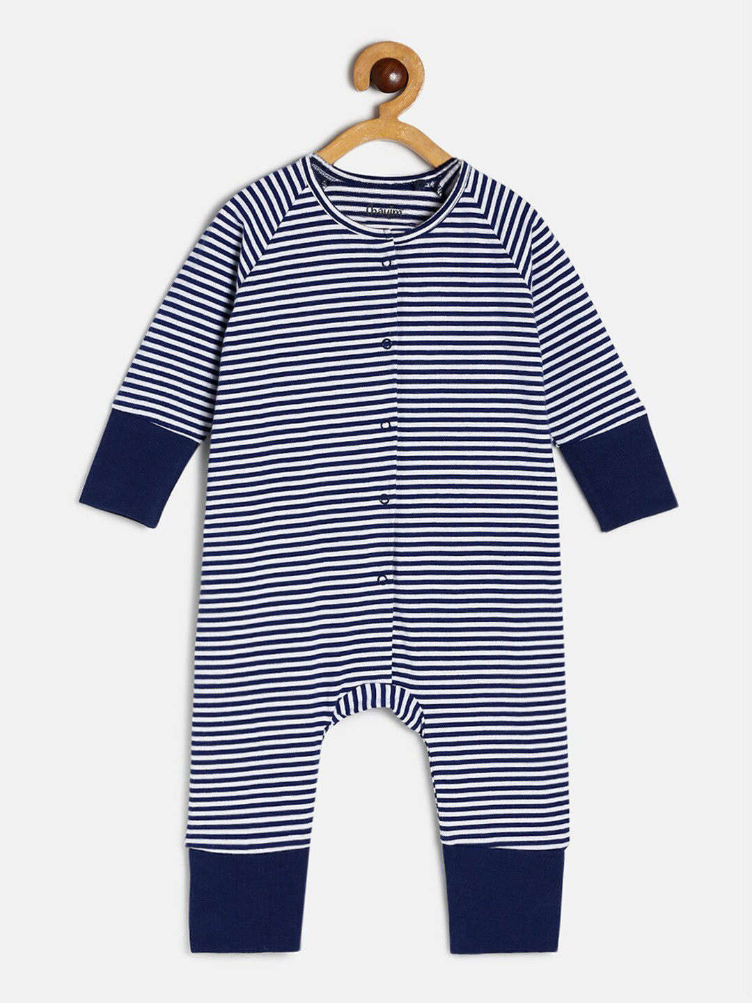 

CHAYIM Infant Striped Full Length Cotton Romper, Navy blue