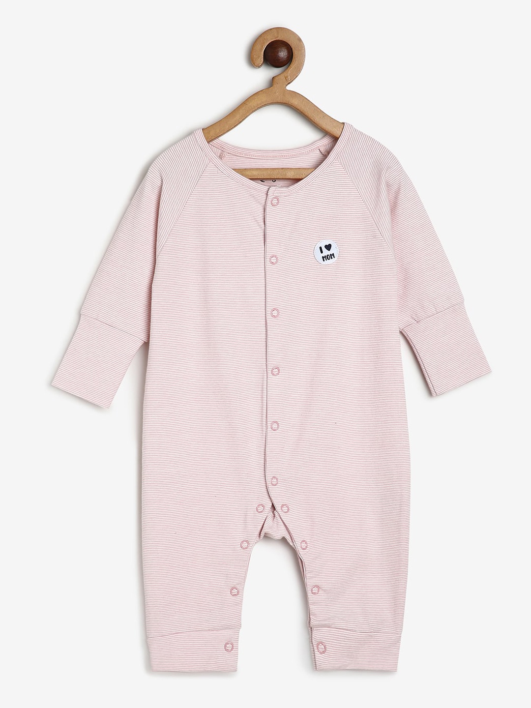 

CHAYIM Kids Striped Open Front Rompers, Pink