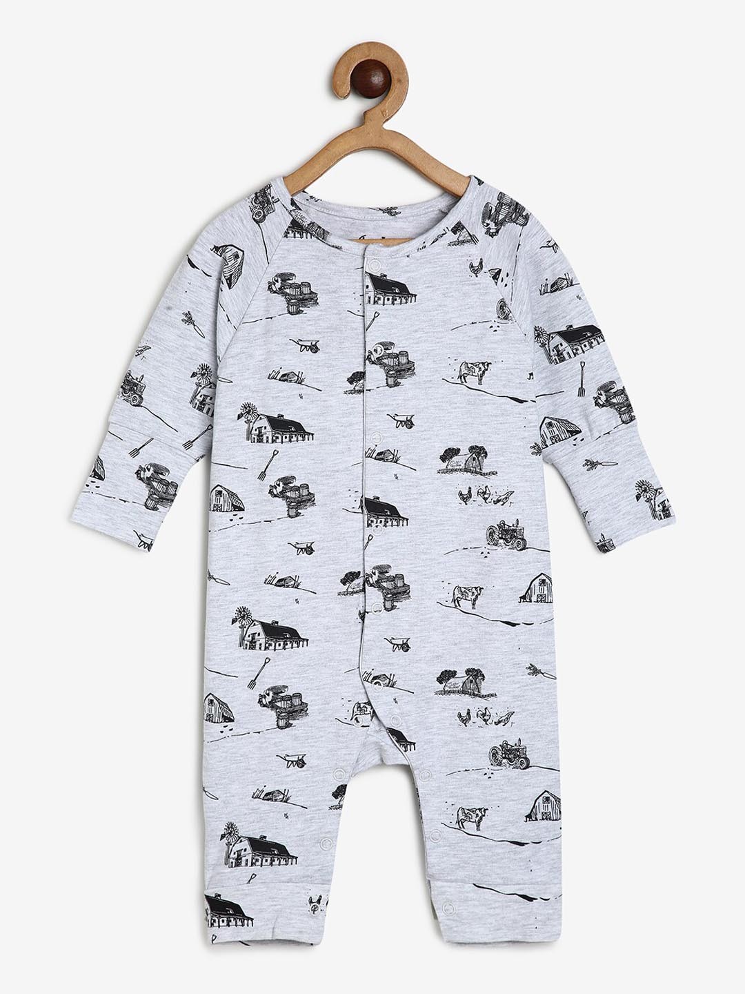 

CHAYIM Infant Printed Full Length Romper, Grey