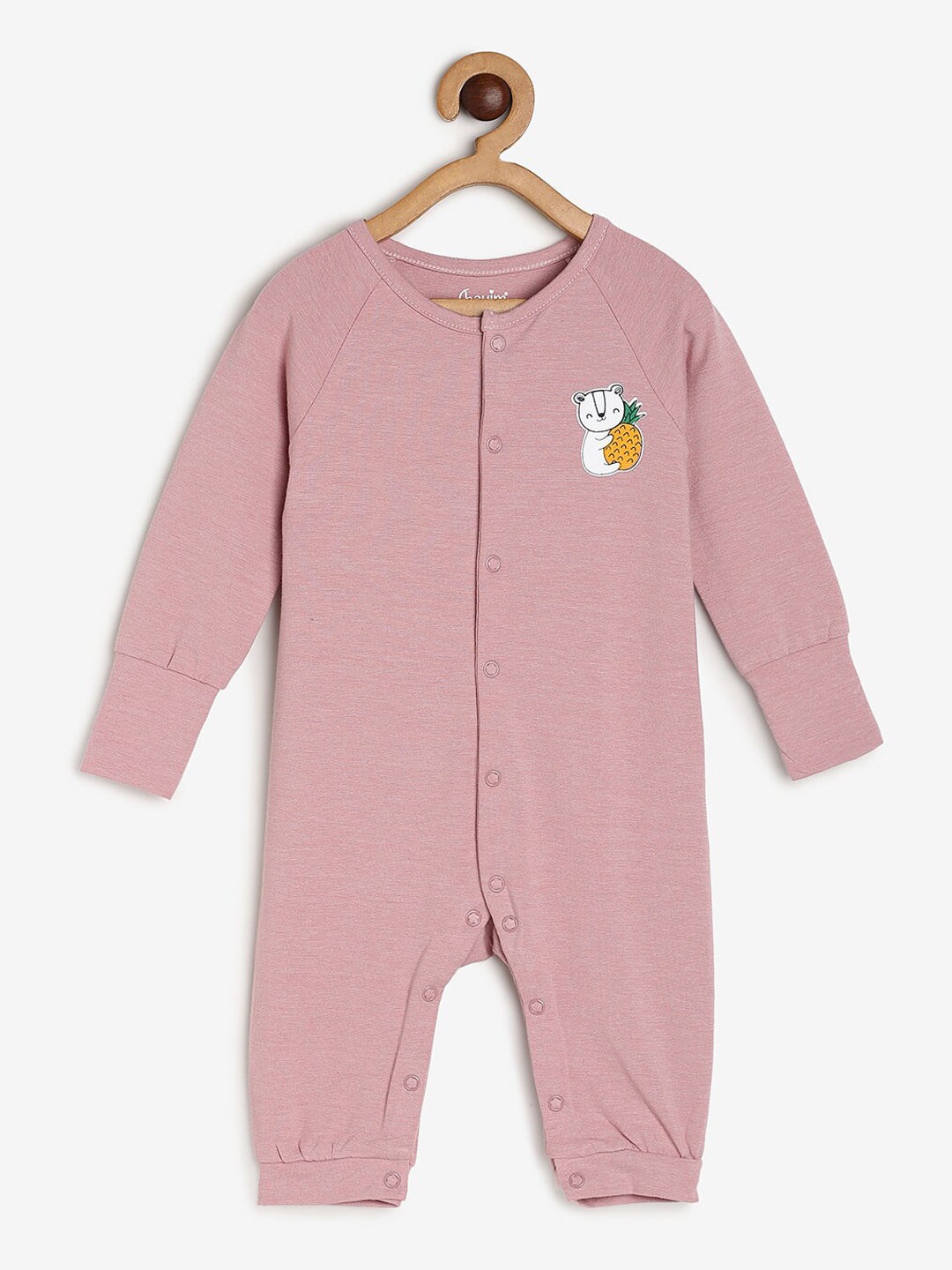 

CHAYIM Infant Printed Open Front Rompers, Mauve