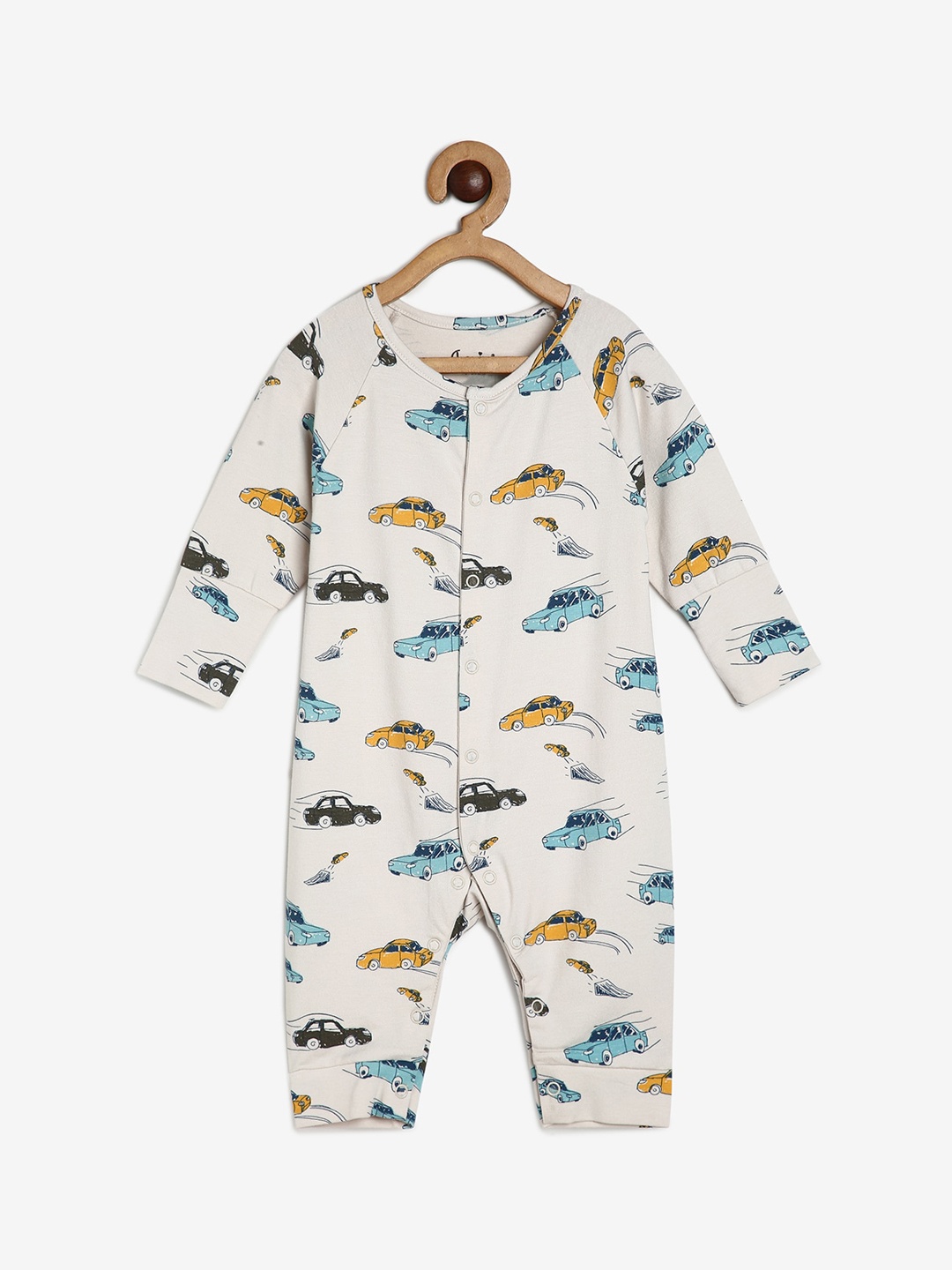 

CHAYIM Infant Kids Printed Open Front Rompers, Off white