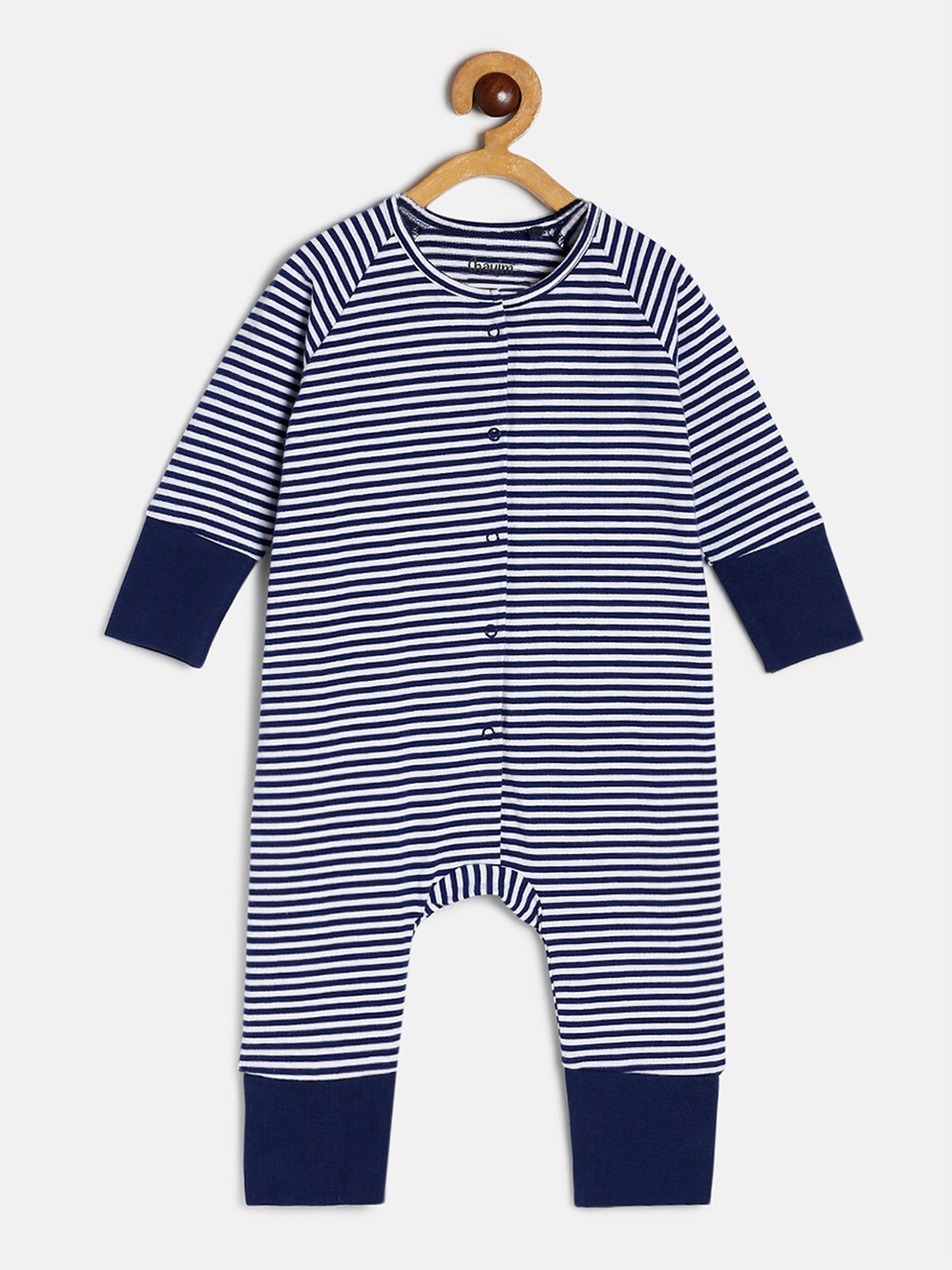 

CHAYIM Infant Striped Full Length Cotton Romper, Navy blue