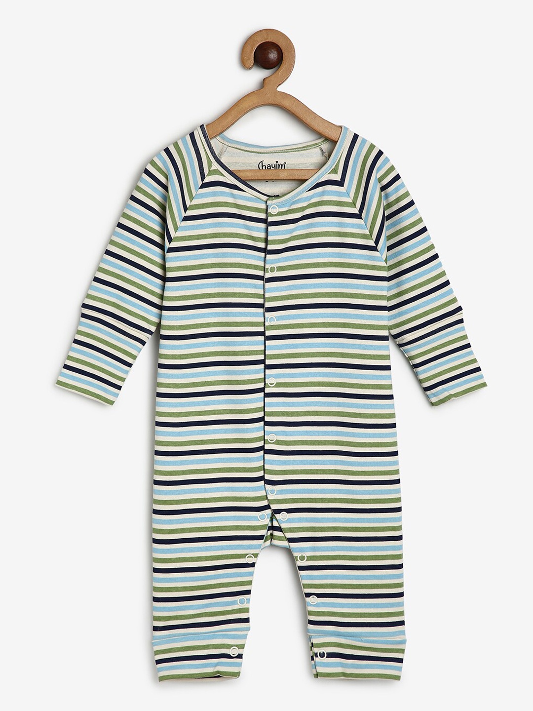 

CHAYIM Infant Kids Striped Open Front Rompers, Sea green