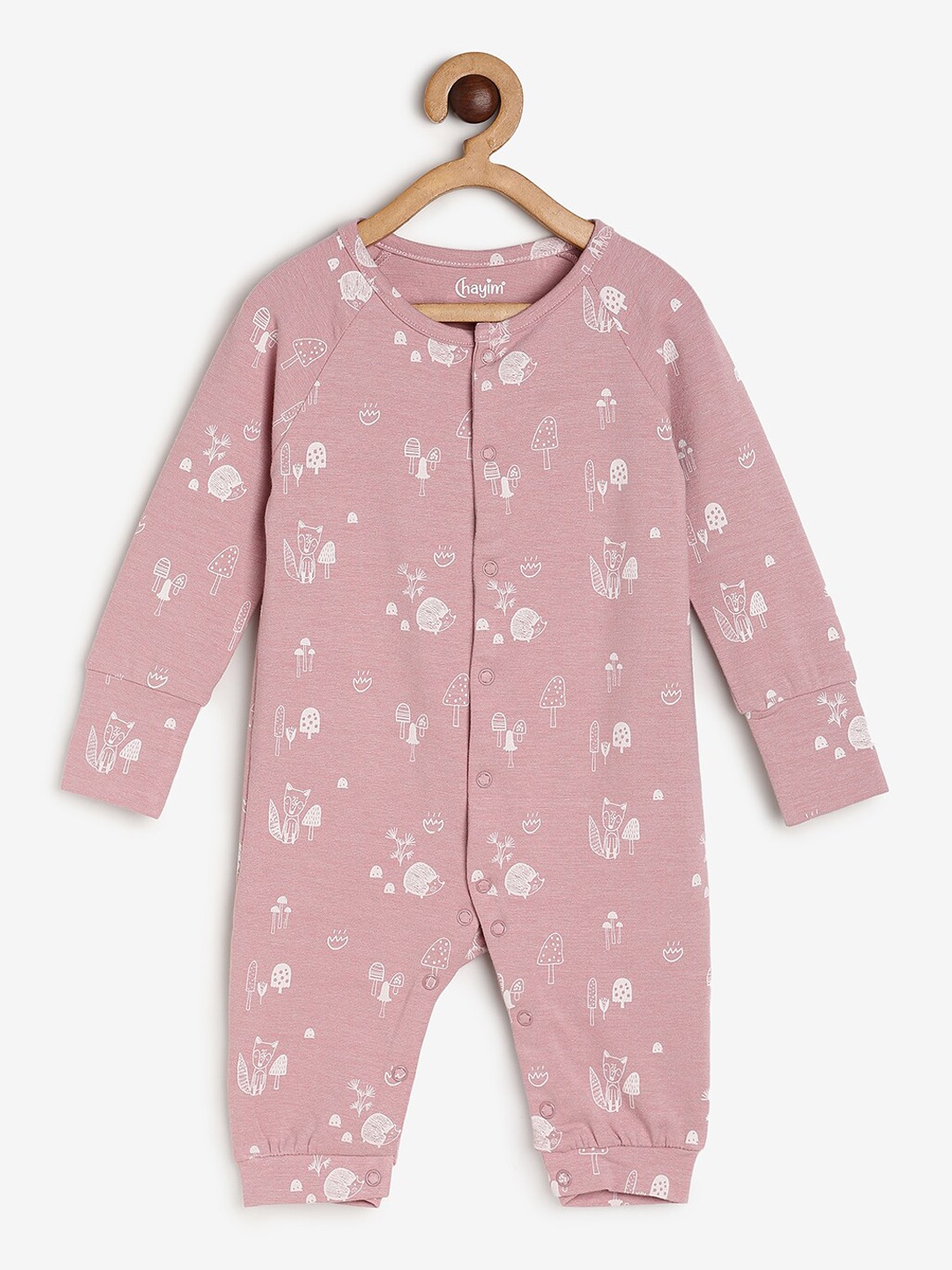 

CHAYIM Infant Printed Open Front Rompers, Pink