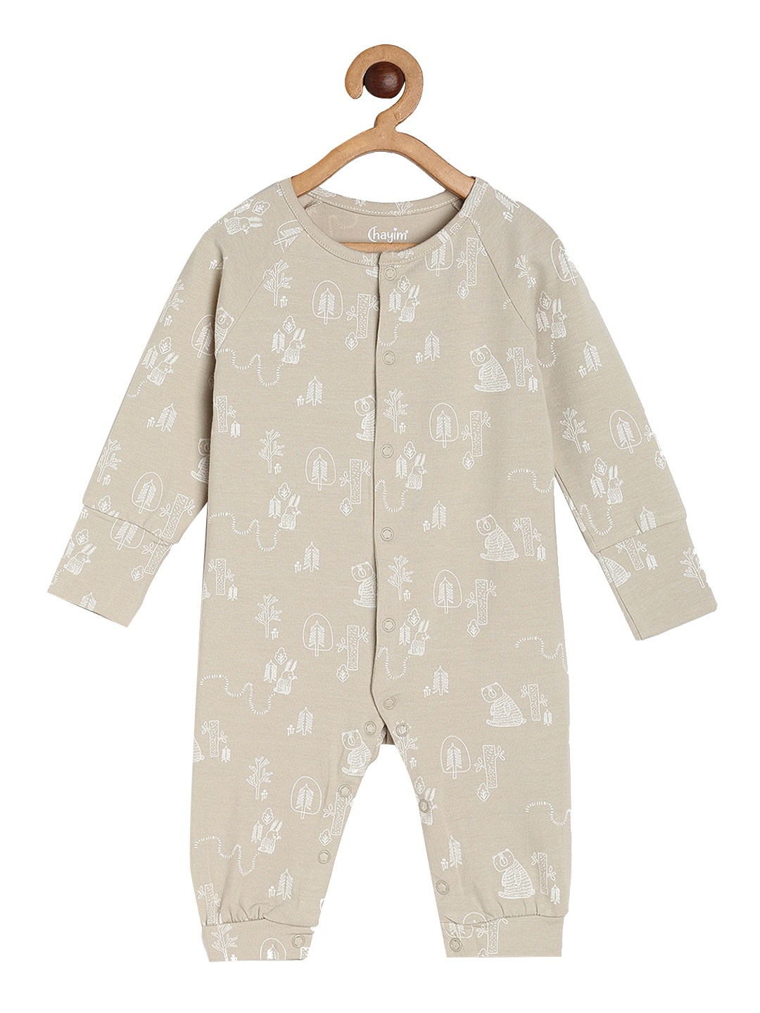 

CHAYIM Infant Printed Full Length Romper, Beige