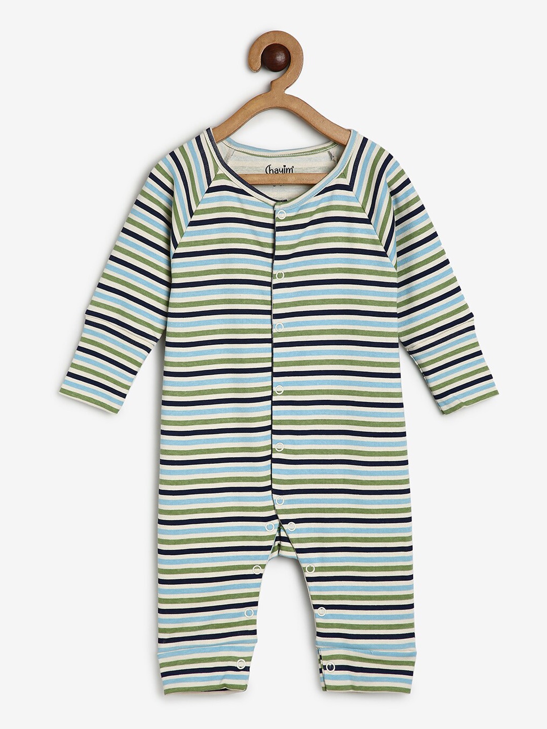 

CHAYIM Infant Striped Full Length Romper, Green