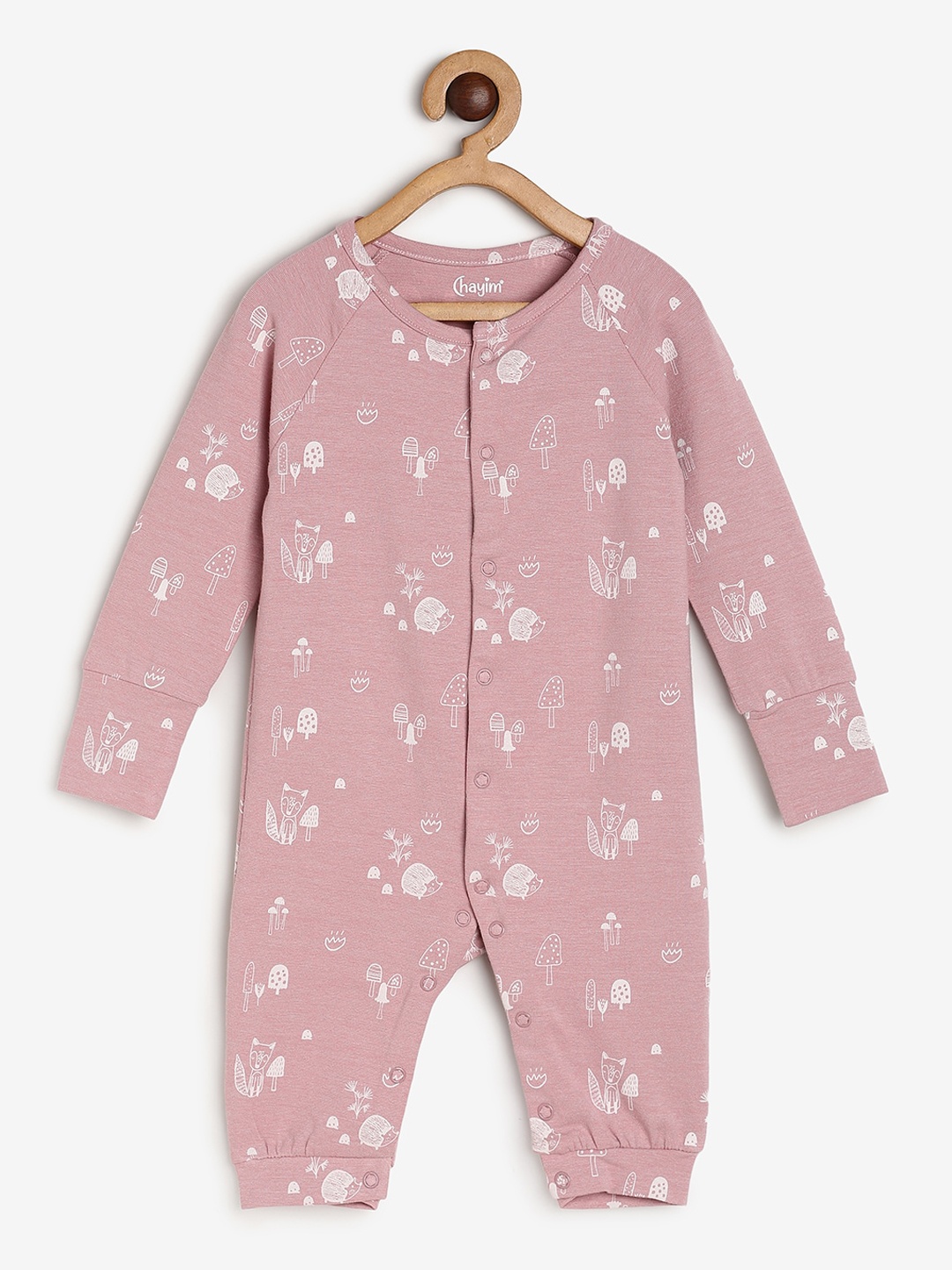 

CHAYIM Infant Kids Printed Full Length Rompers, Pink