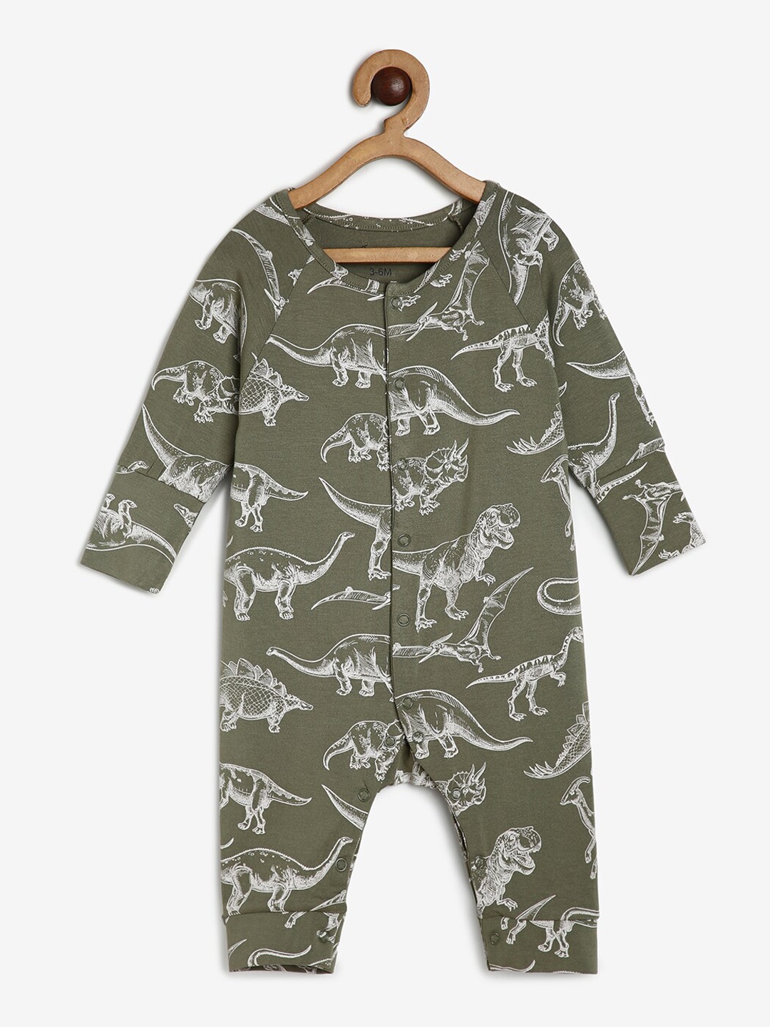 

CHAYIM Kids Printed Open Front Rompers, Green