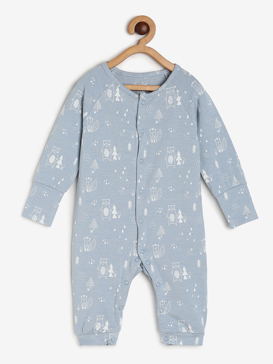 

CHAYIM Kids Printed Open Front Rompers, Blue