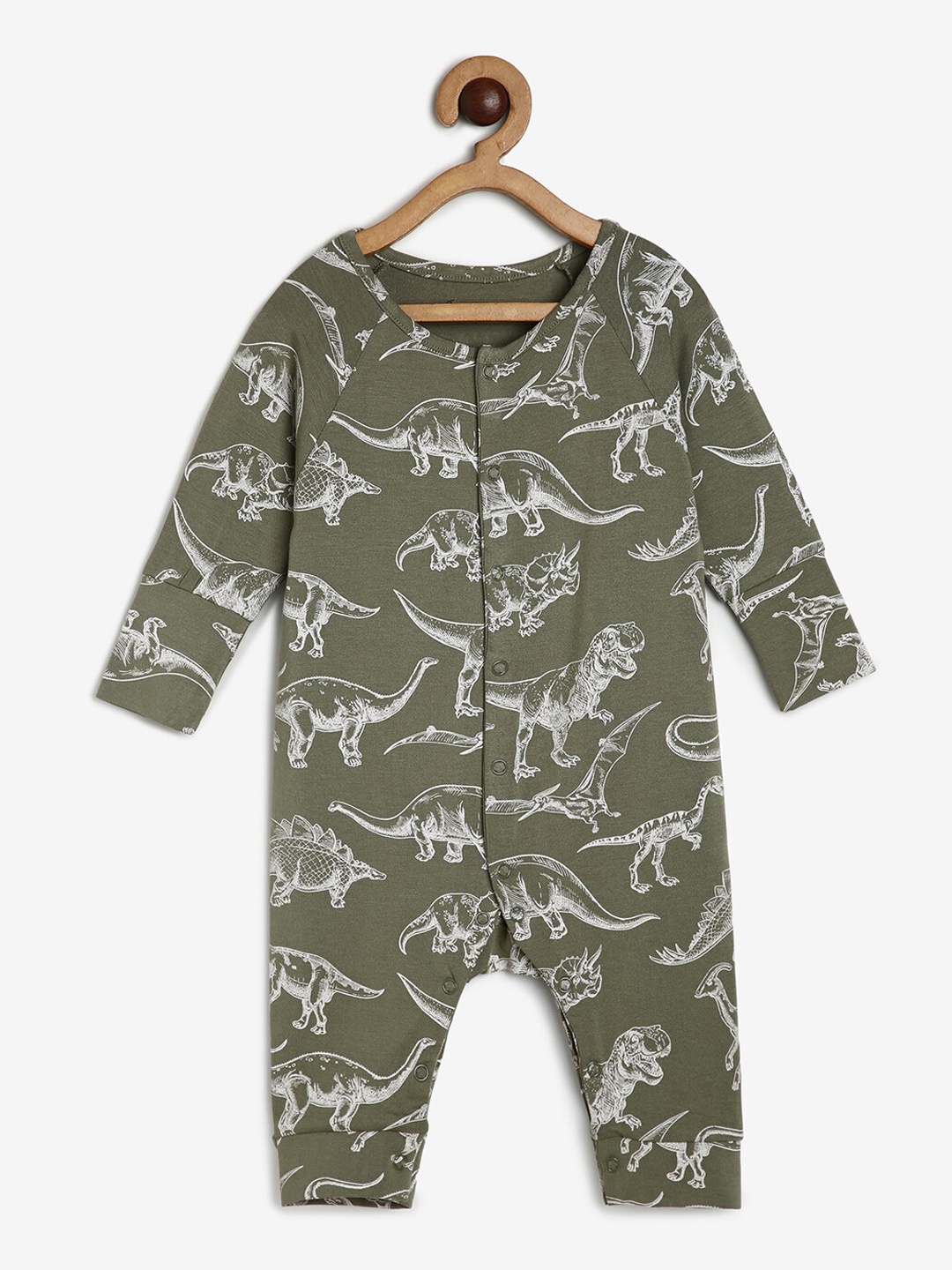 

CHAYIM Kids Printed Open Front Rompers, Green