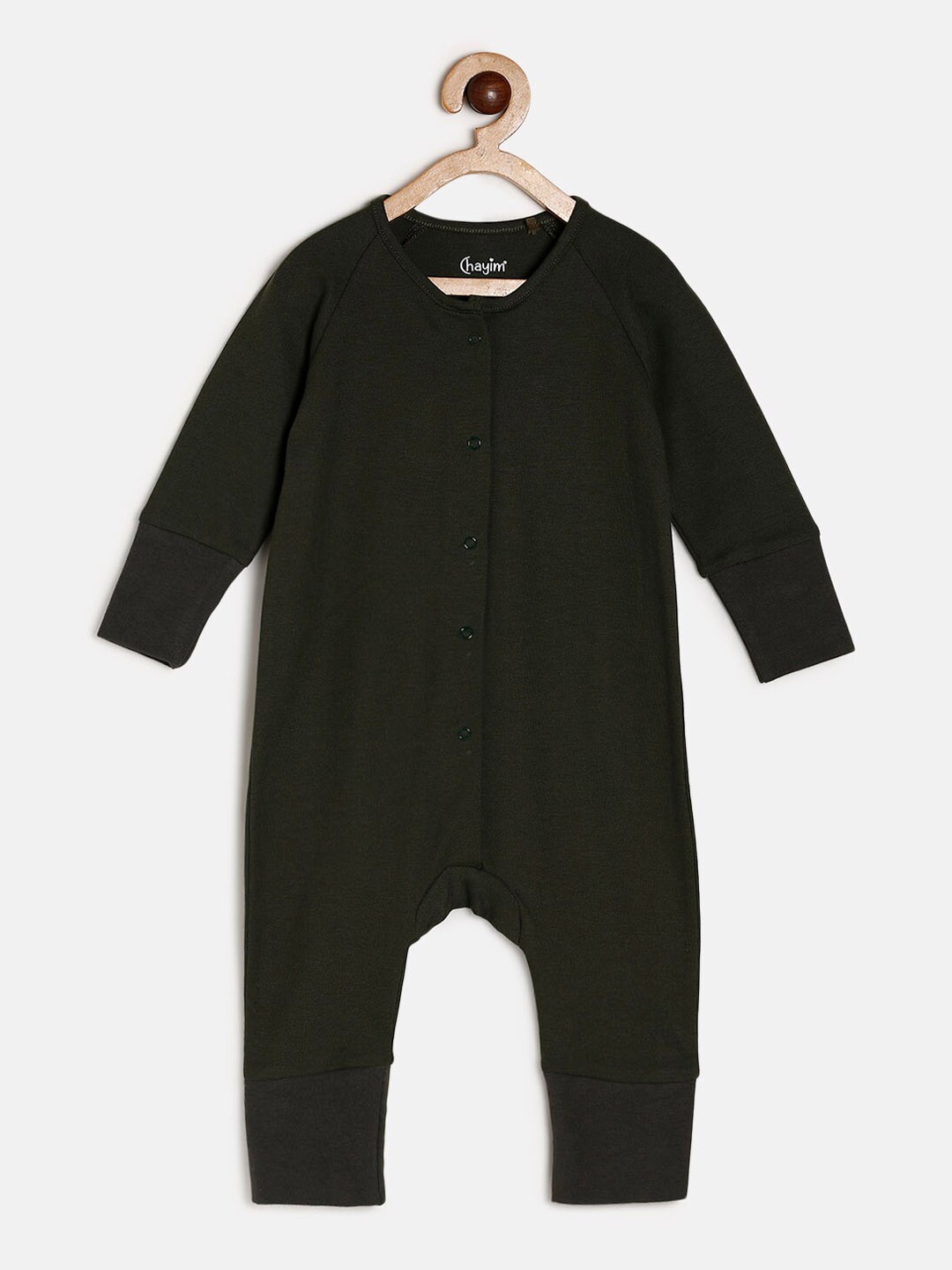 

CHAYIM Kids Solid Open Front Rompers, Green