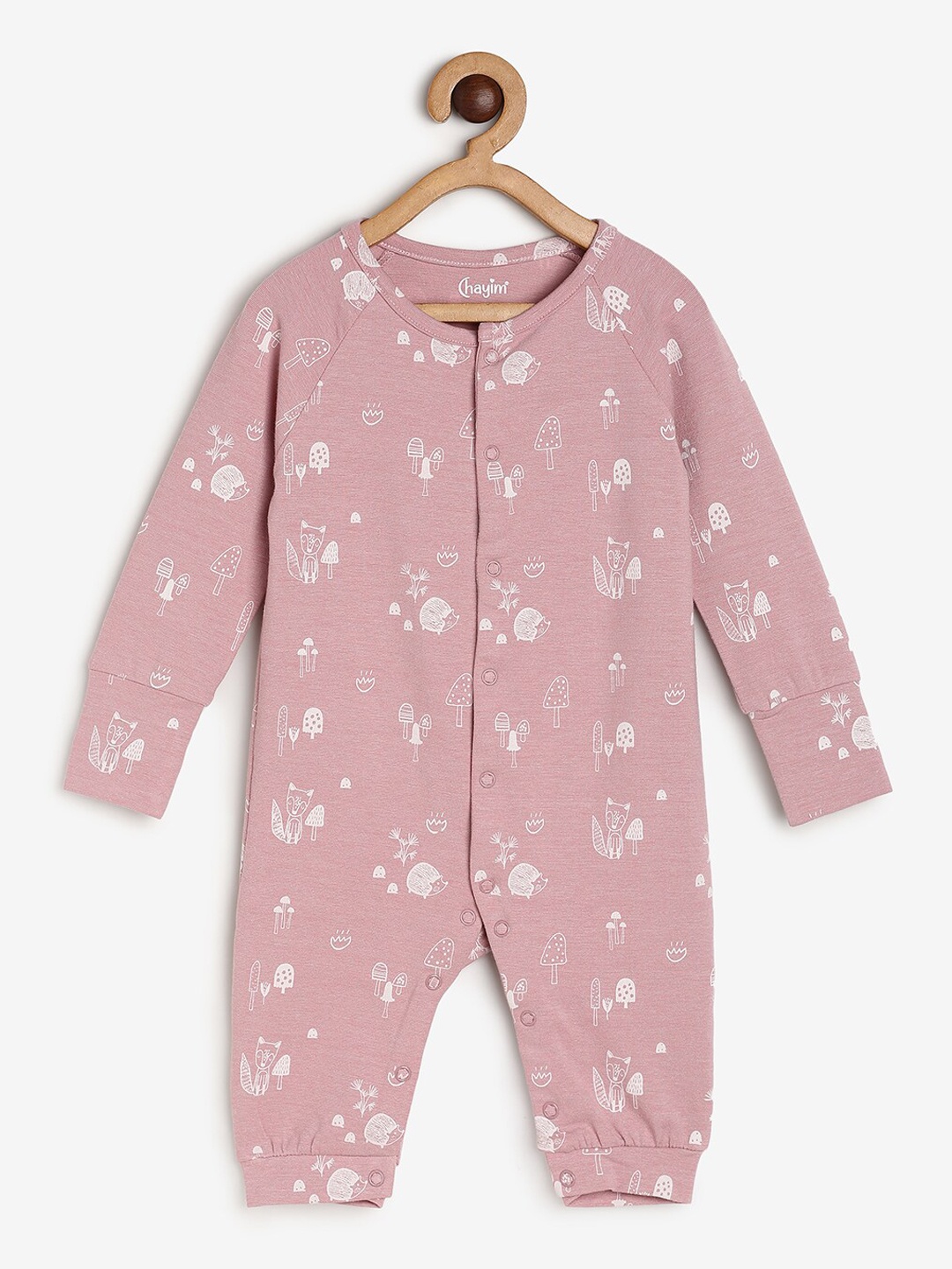 

CHAYIM Kids Printed Open Front Rompers, Pink