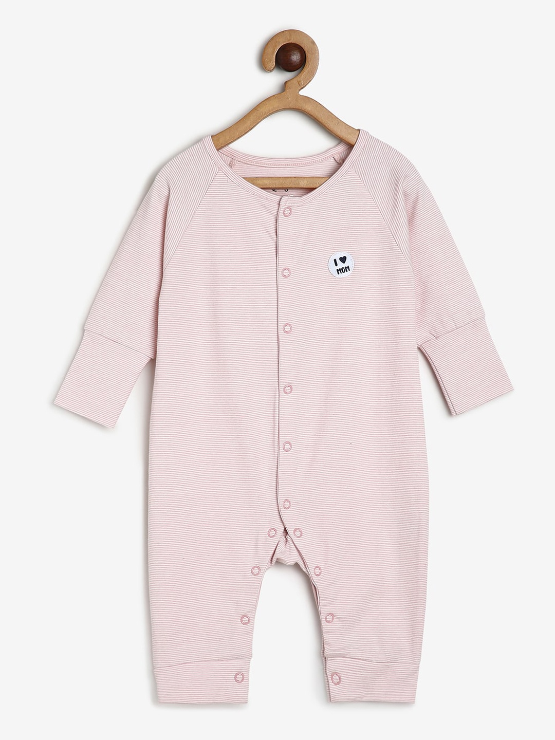 

CHAYIM Kids Striped Open Front Rompers, Pink