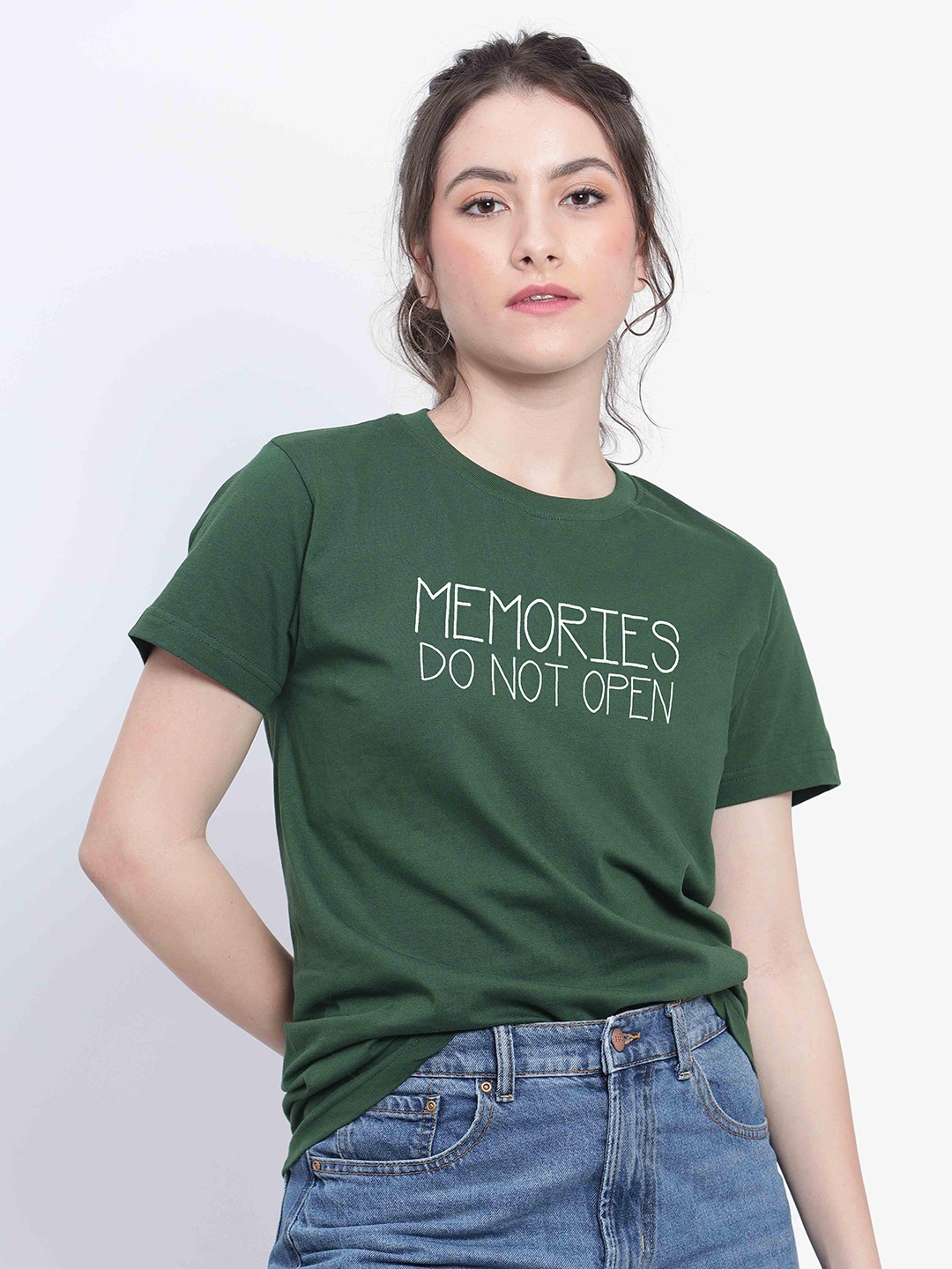 

T-SHIRT TRUCK Typography Printed Cotton T-Shirt, Green
