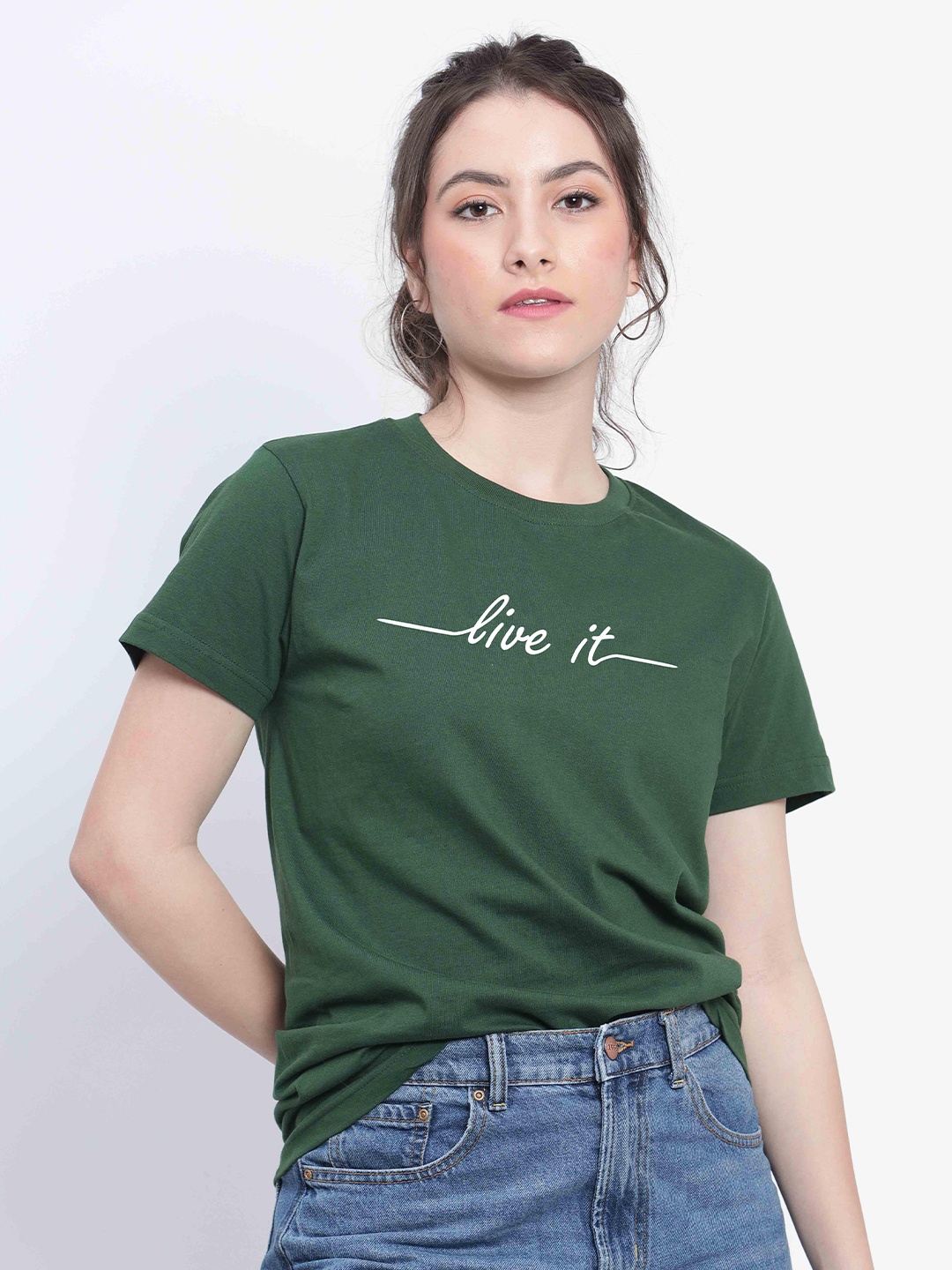 T-SHIRT TRUCK Typography Printed Cotton T-Shirt, Green
