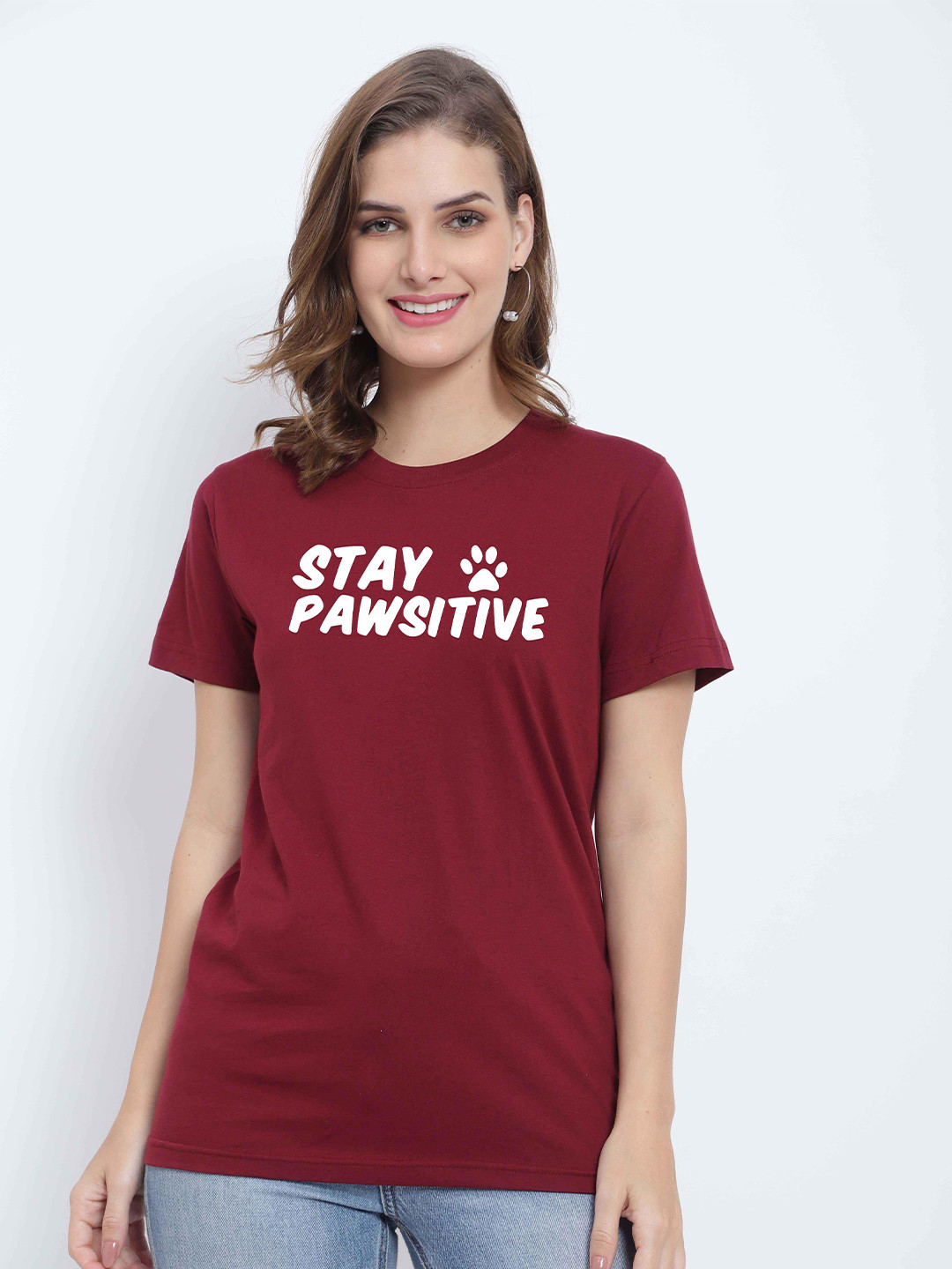 

T-SHIRT TRUCK Typography Printed Cotton T-Shirt, Maroon