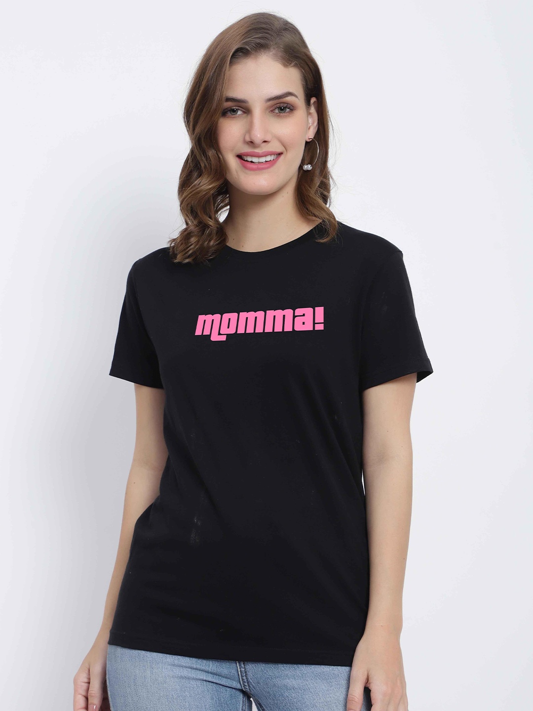 

T-SHIRT TRUCK Typography Printed Cotton T-Shirt, Black
