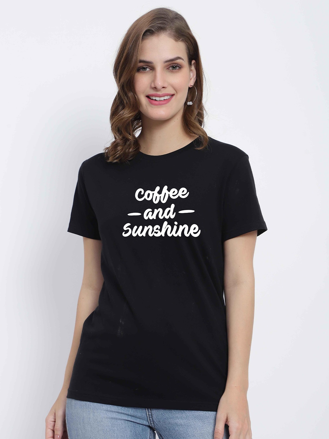 T-SHIRT TRUCK Typography Printed Cotton T-Shirt, Black