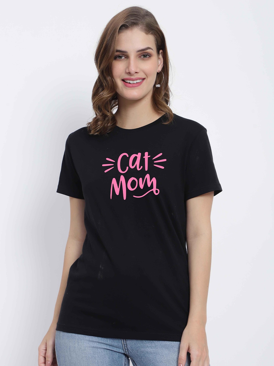 T-SHIRT TRUCK Typography Printed Cotton T-Shirt, Black