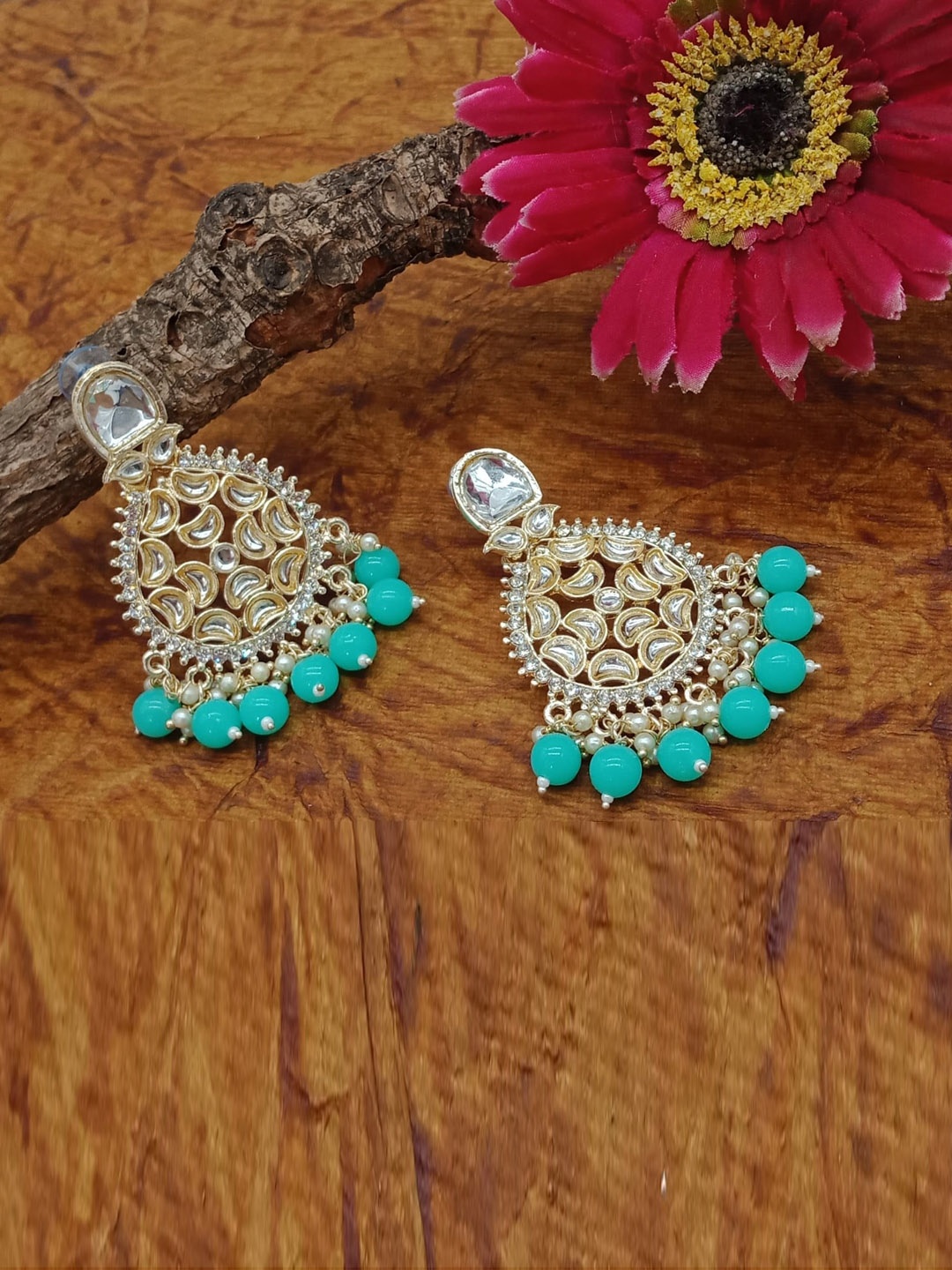

AASHISH IMITATION Gold-Plated Oxidised Contemporary Drop Earrings