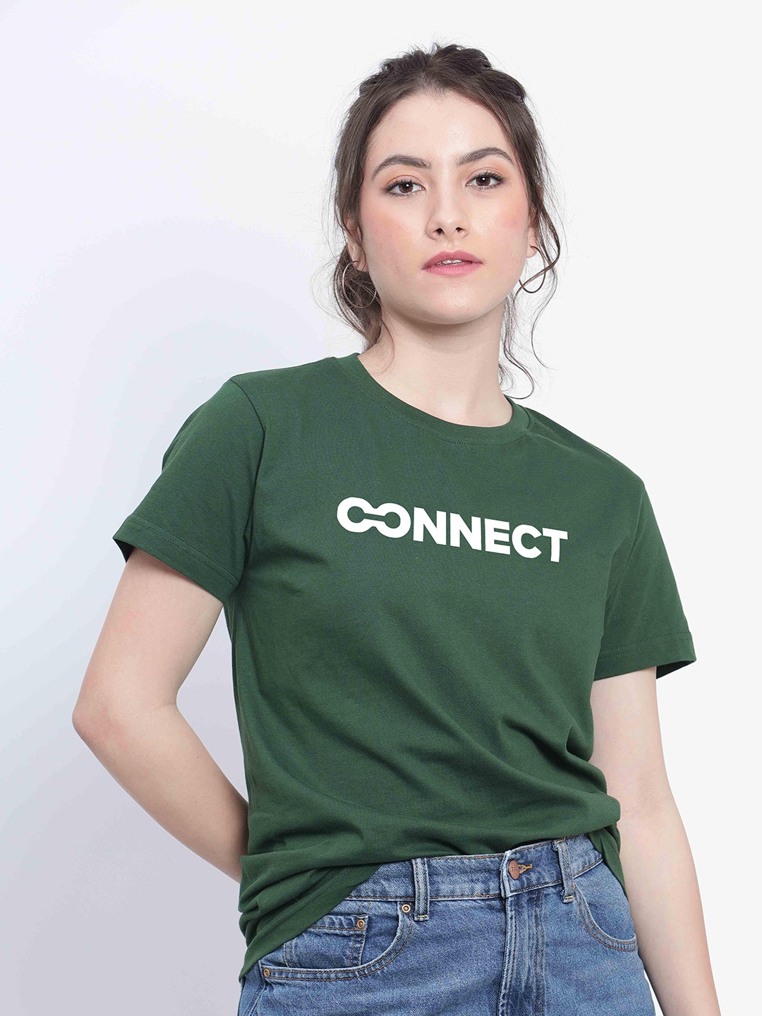 

T-SHIRT TRUCK Typography Printed Cotton T-Shirt, Green