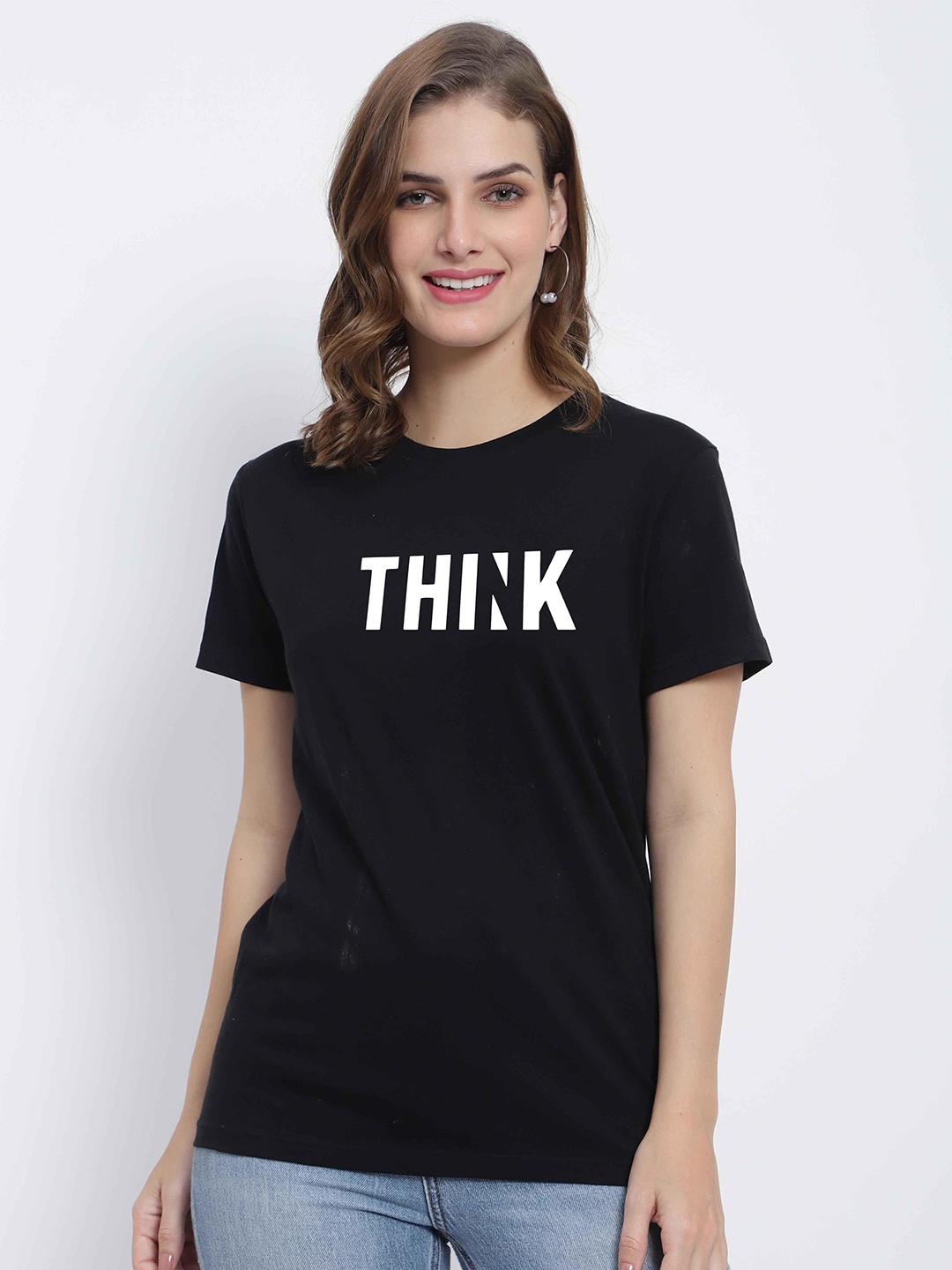 

T-SHIRT TRUCK Typography Printed Cotton T-Shirt, Black