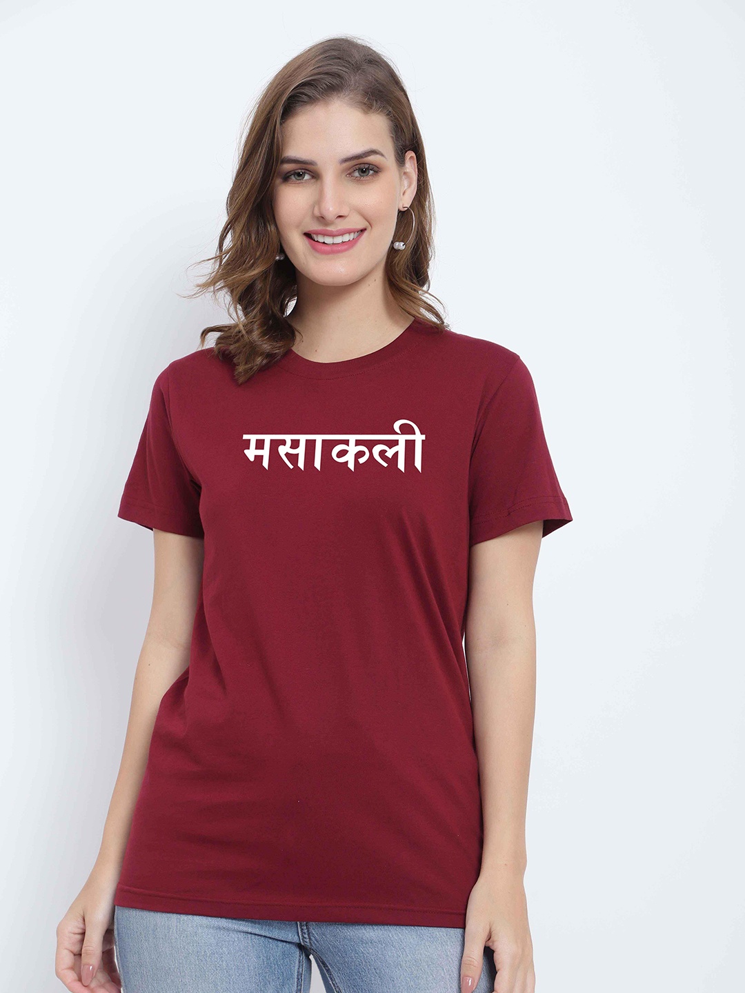 T-SHIRT TRUCK Typography Printed Cotton T-Shirt, Maroon