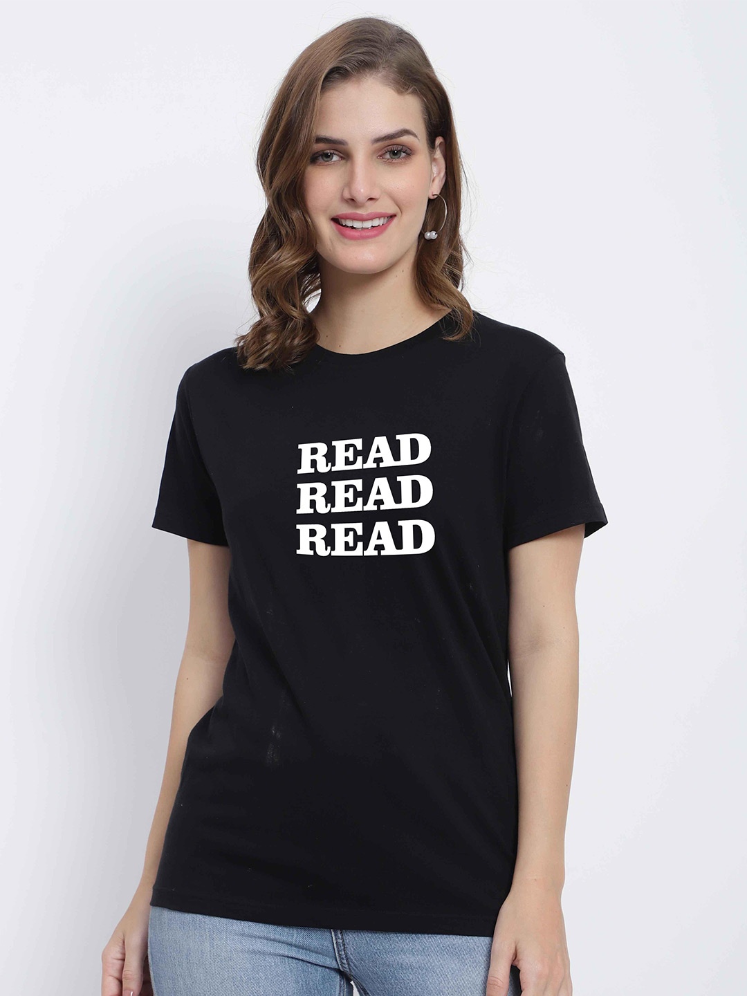 

T-SHIRT TRUCK Typography Printed Cotton T-Shirt, Black