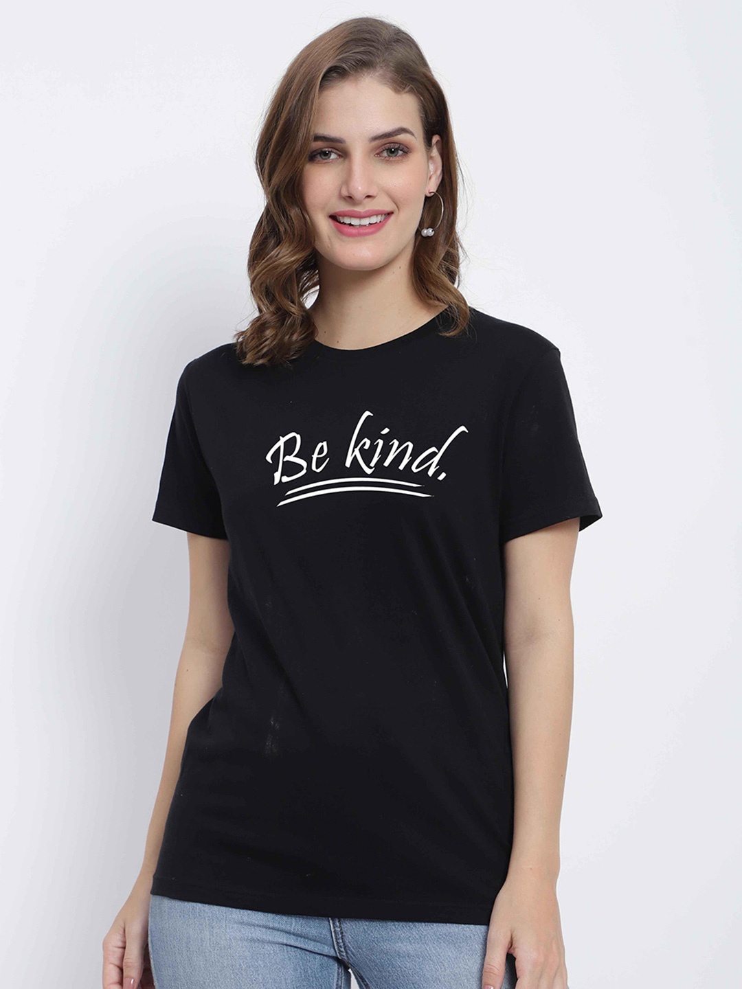 T-SHIRT TRUCK Typography Printed Cotton T-Shirt, Black
