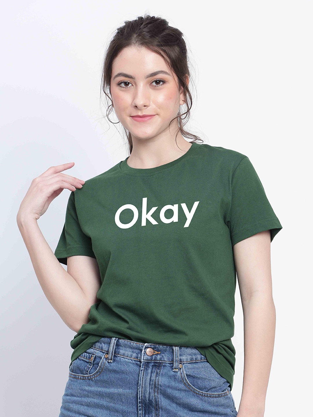 

T-SHIRT TRUCK Typography Printed Cotton T-Shirt, Green